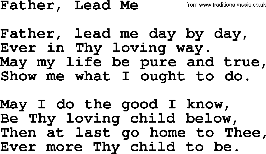 Baptist Hymnal Hymn: Father, Lead Me, lyrics with pdf