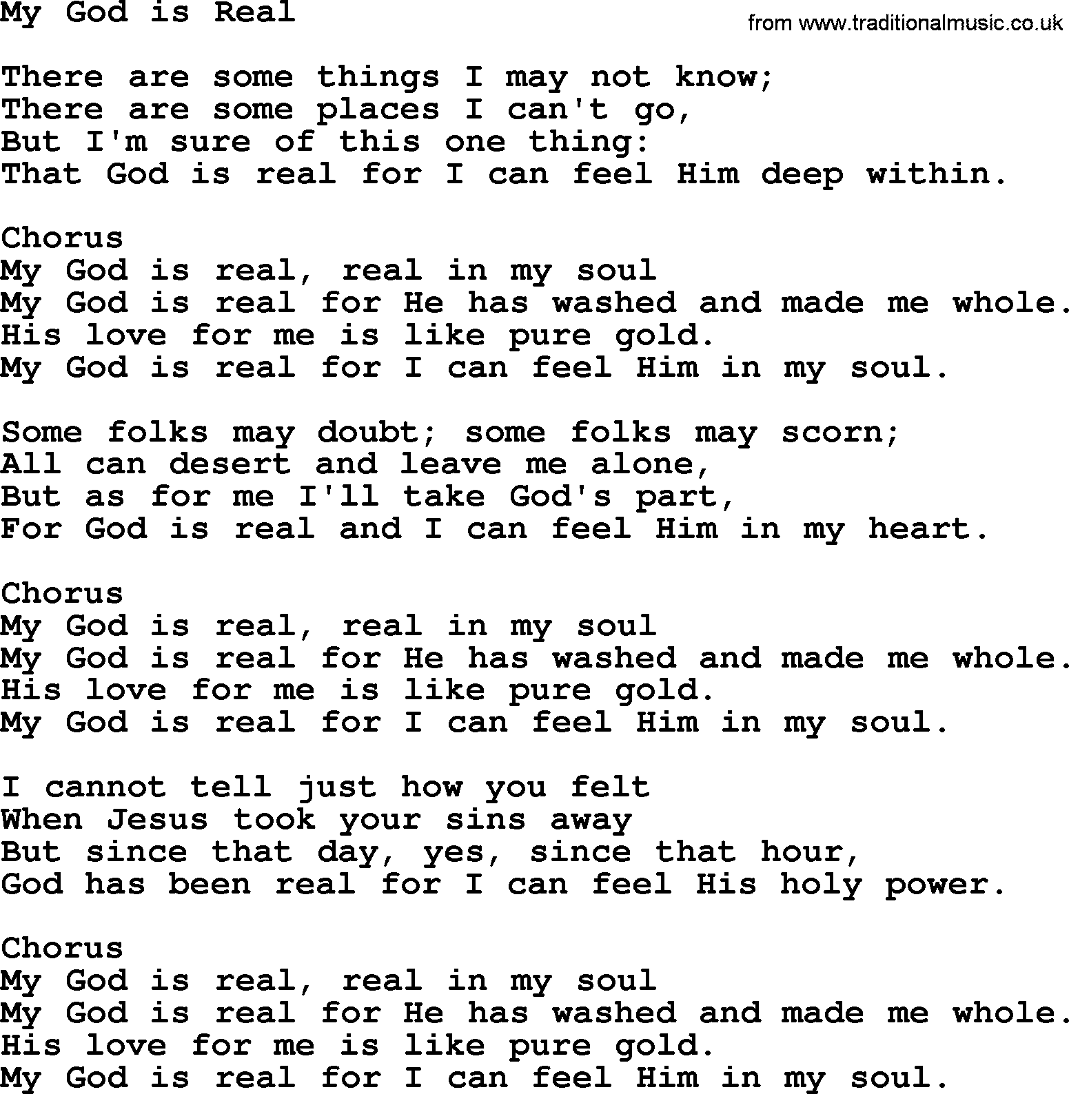 Baptist Hymnal Hymn: My God Is Real, lyrics with pdf