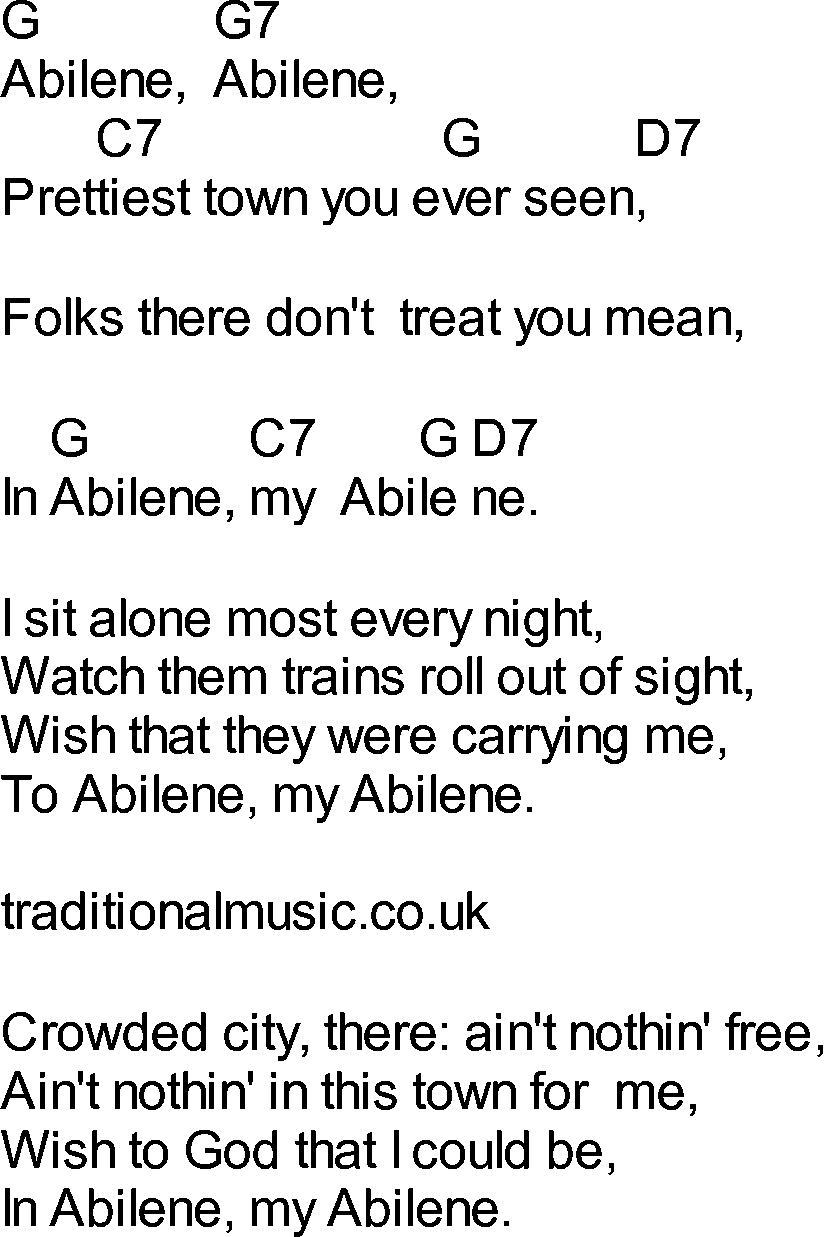 Bluegrass songs with chords - Abilene