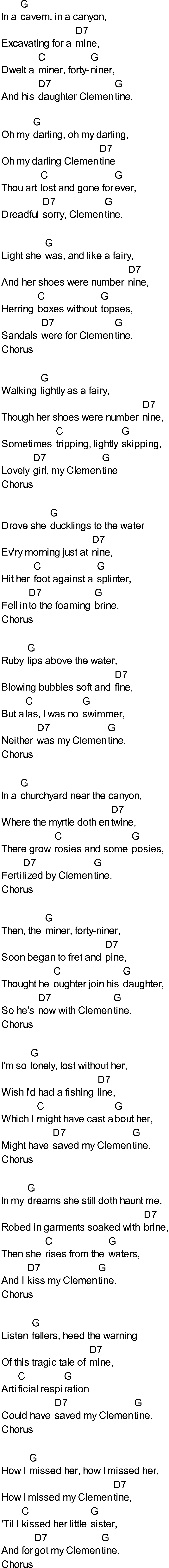 Bluegrass songs with chords - Clementine