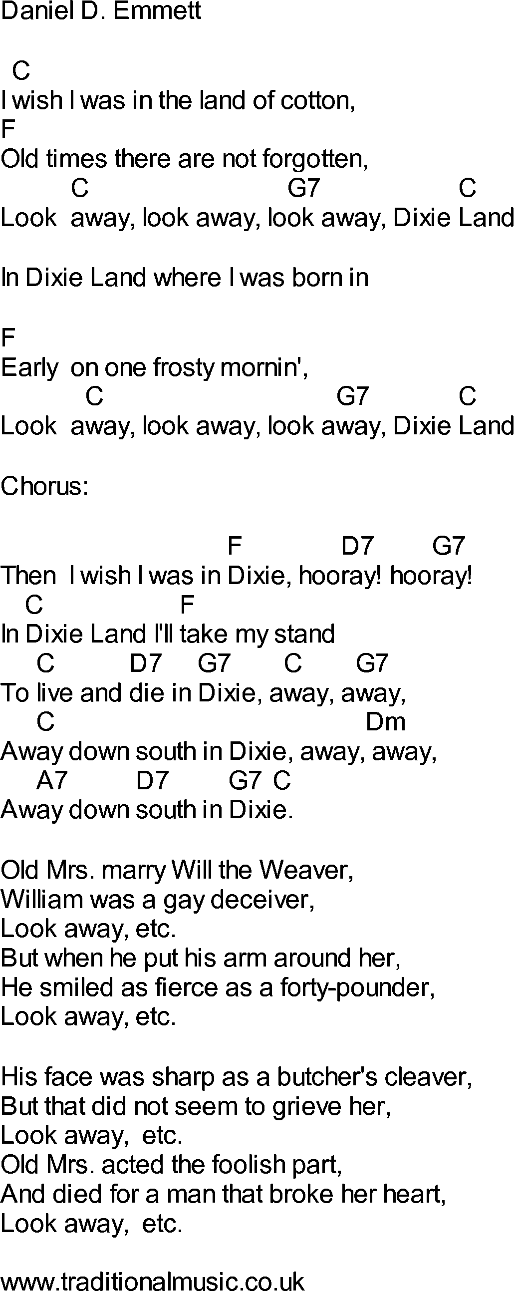 Bluegrass songs with chords - Dixie