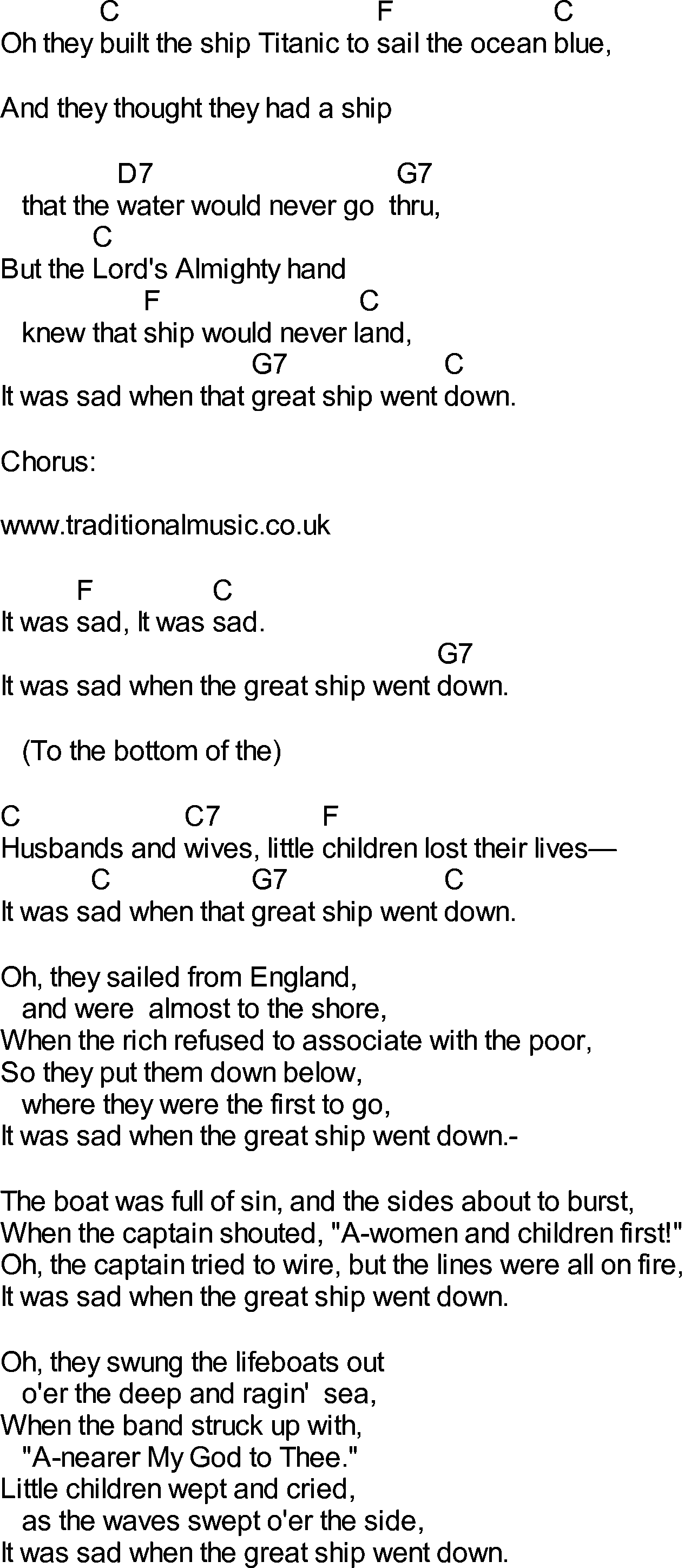 Bluegrass songs with chords - Titanic