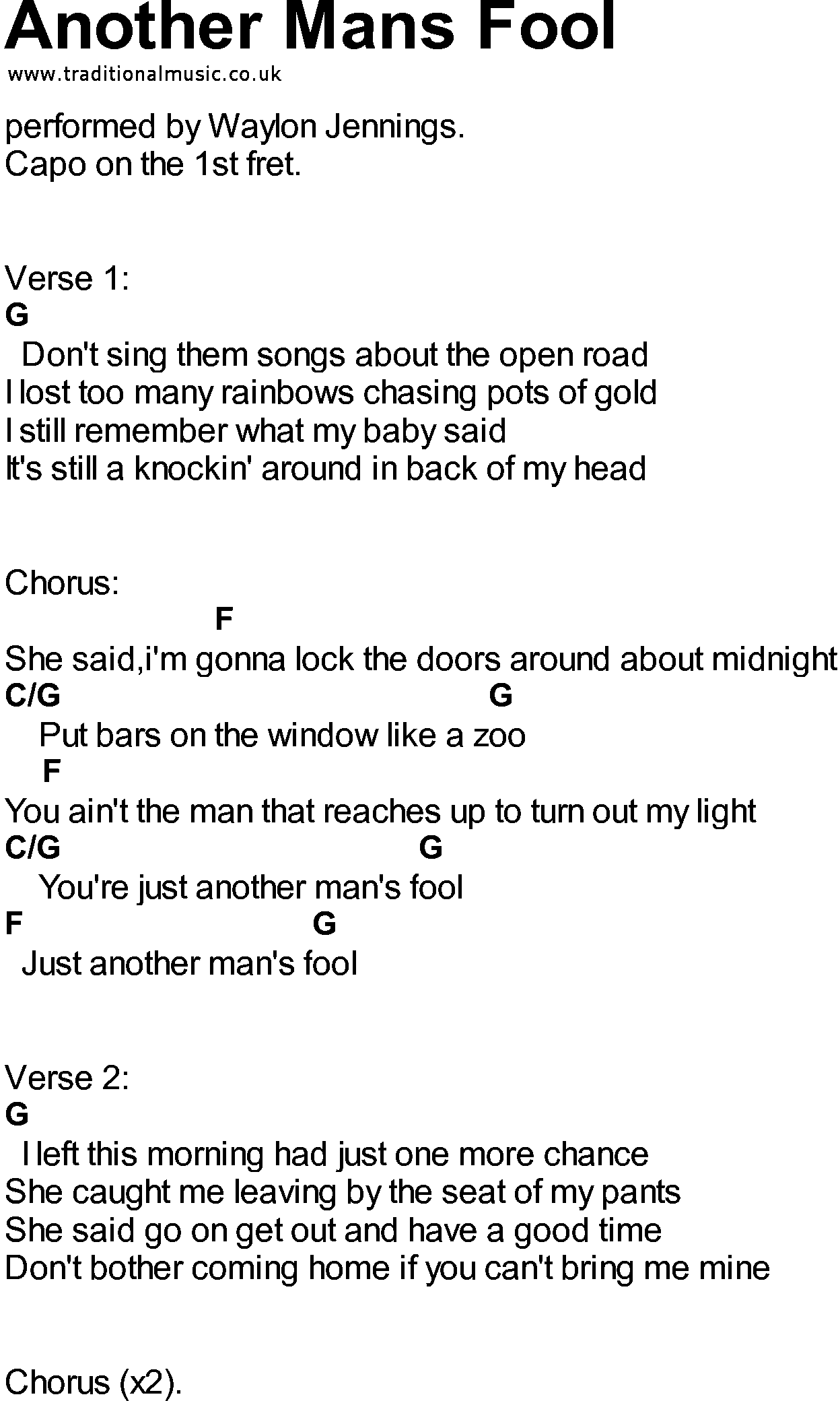 Bluegrass songs with chords - Another Mans Fool