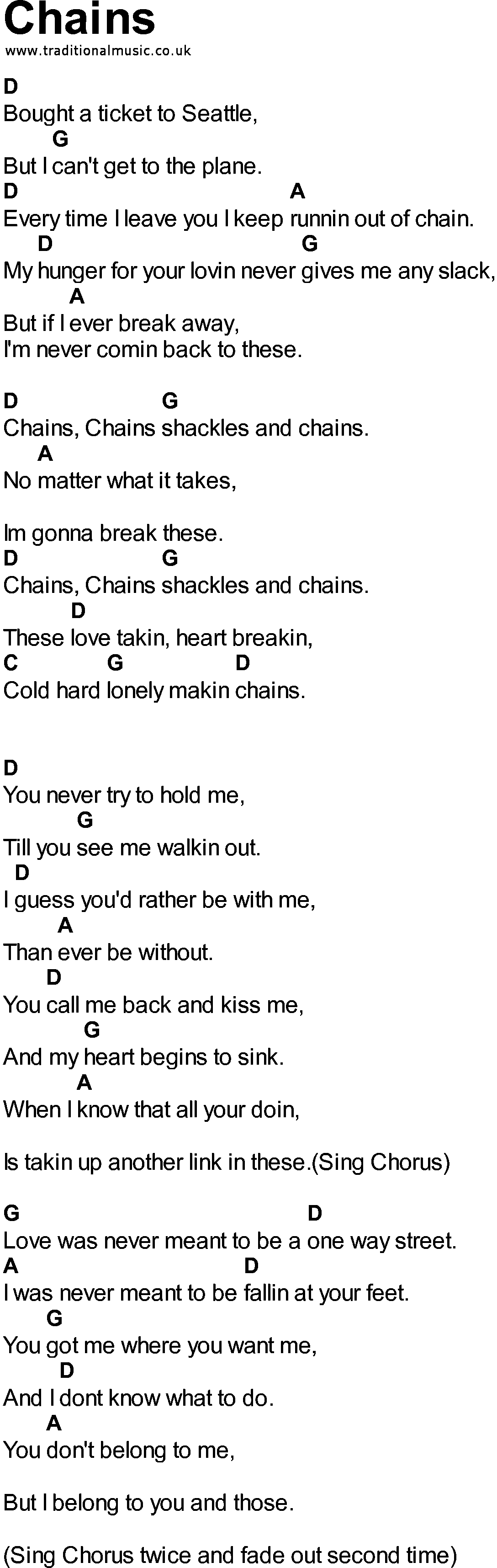 Bluegrass songs with chords - Chains