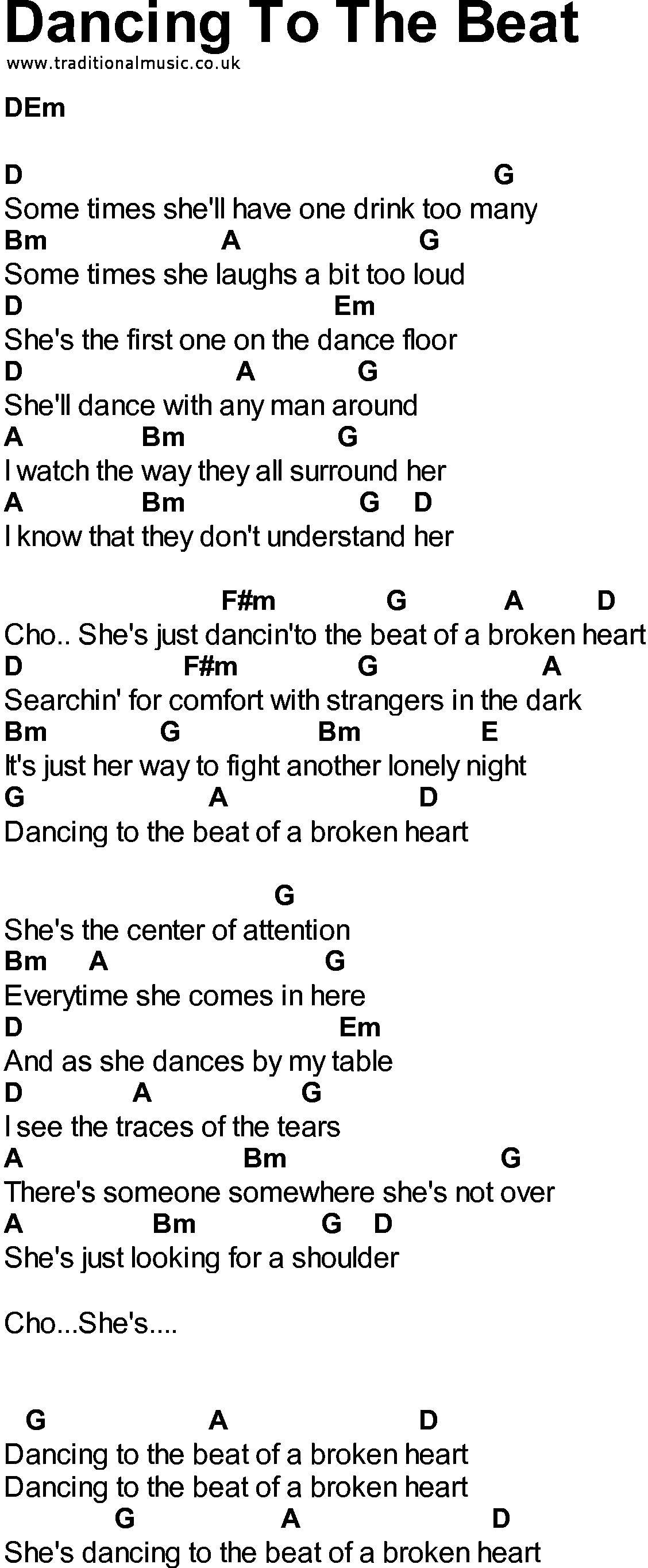 Bluegrass songs with chords - Dancing To The Beat