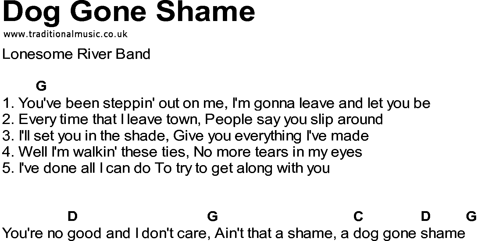Bluegrass songs with chords - Dog Gone Shame