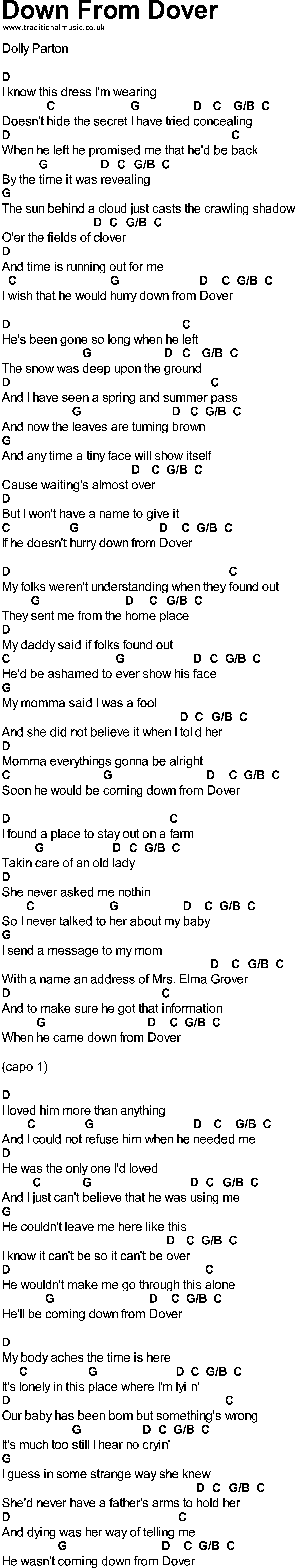 Bluegrass songs with chords - Down From Dover