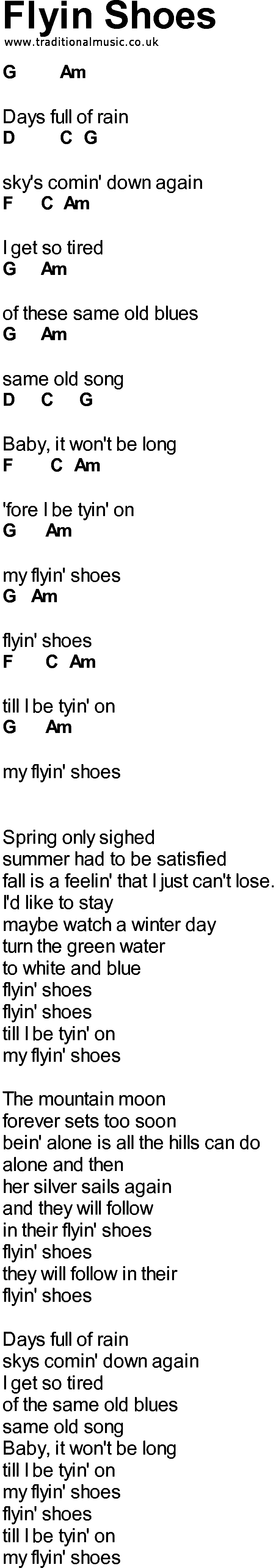 Bluegrass songs with chords - Flyin Shoes
