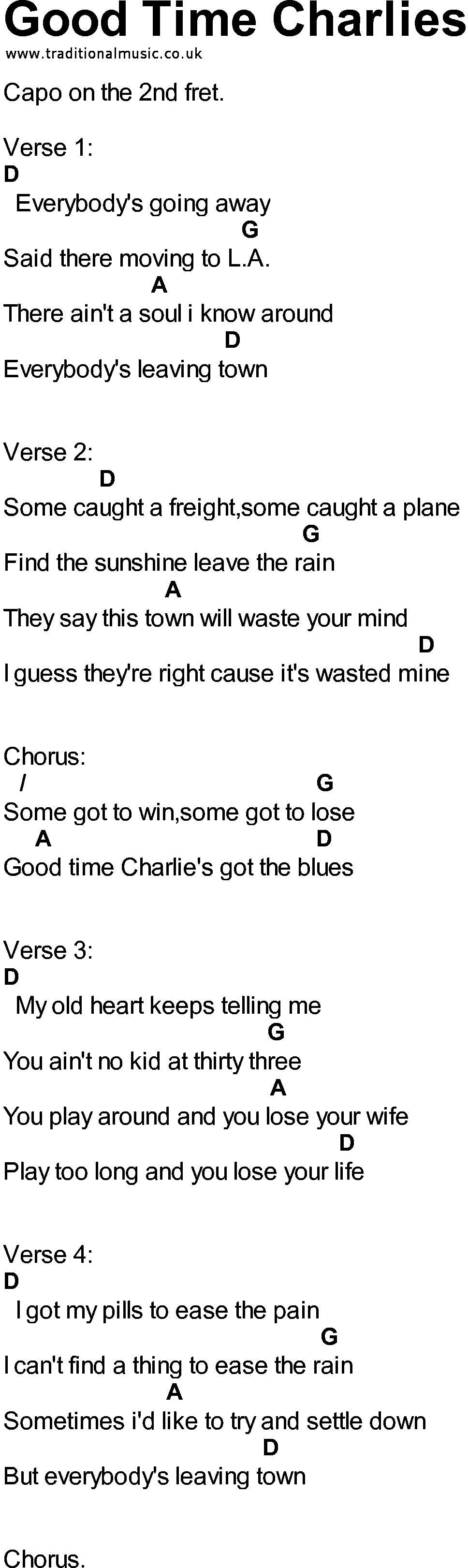 Bluegrass songs with chords - Good Time Charlies