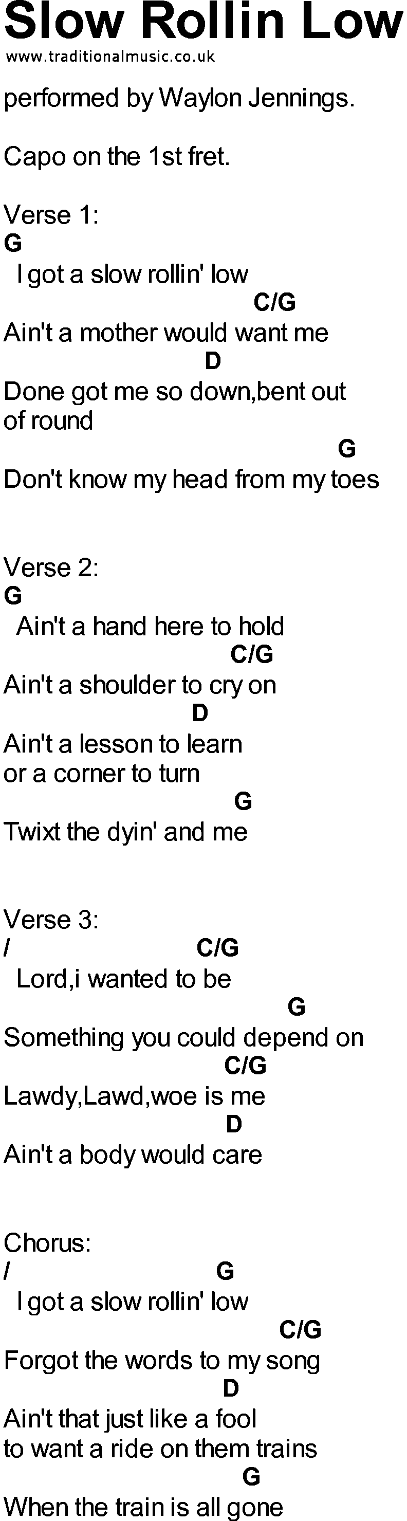 Bluegrass songs with chords - Slow Rollin Low