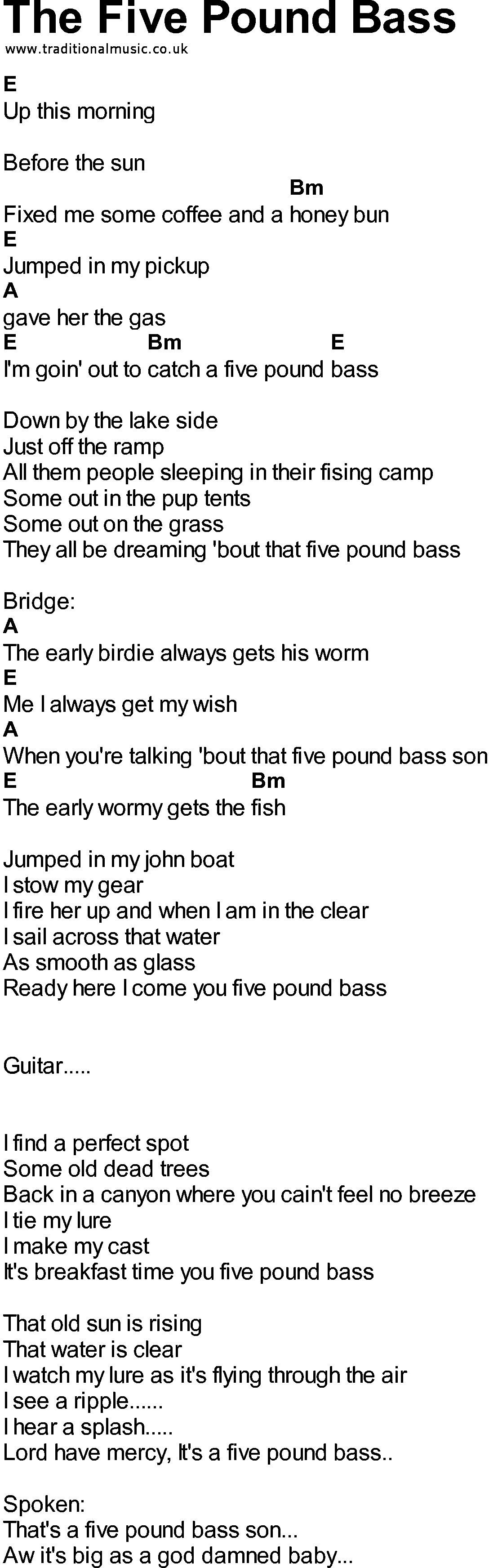 Bluegrass songs with chords - The Five Pound Bass