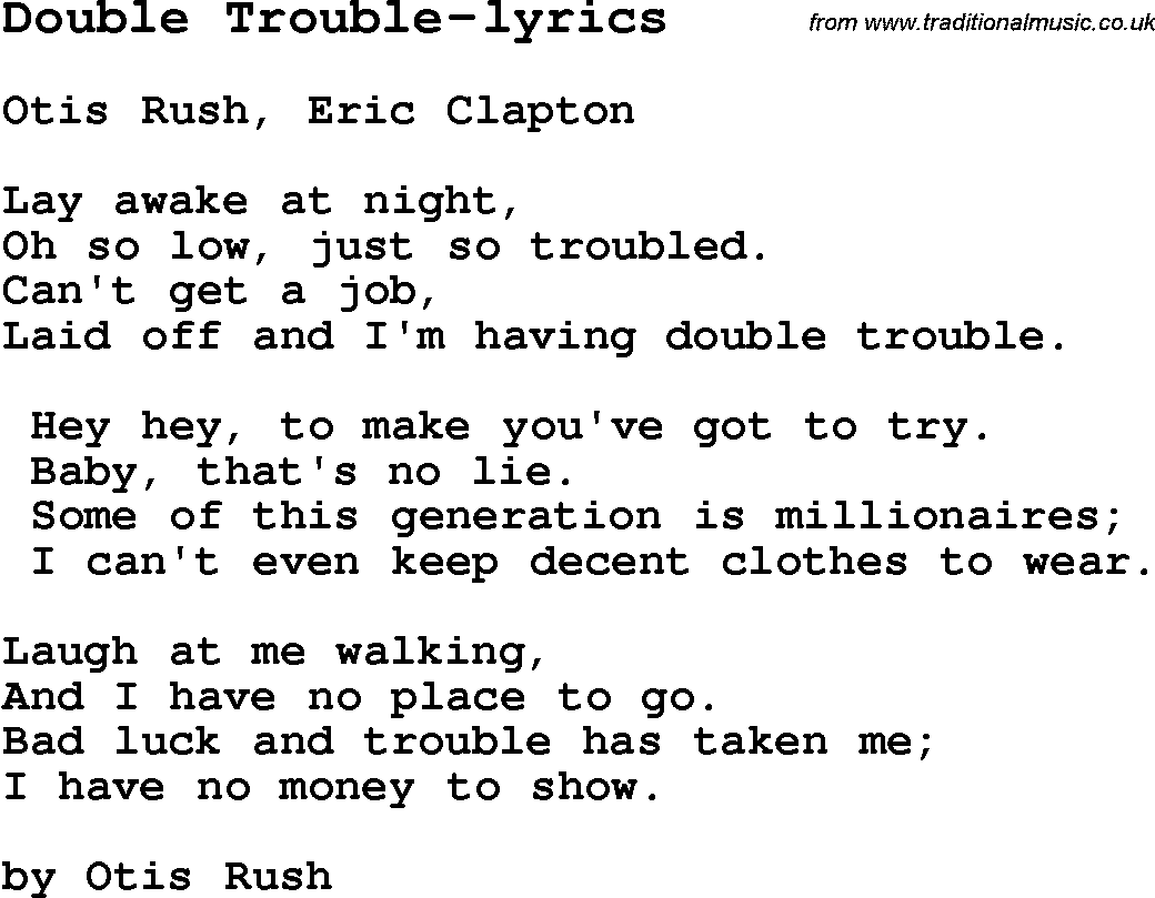 Blues Guitar Song, lyrics, chords, tablature, playing hints for Double Trouble-lyrics