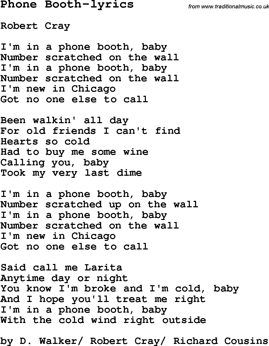 Blues Guitar Song, lyrics, chords, tablature, playing hints for Phone Booth-lyrics