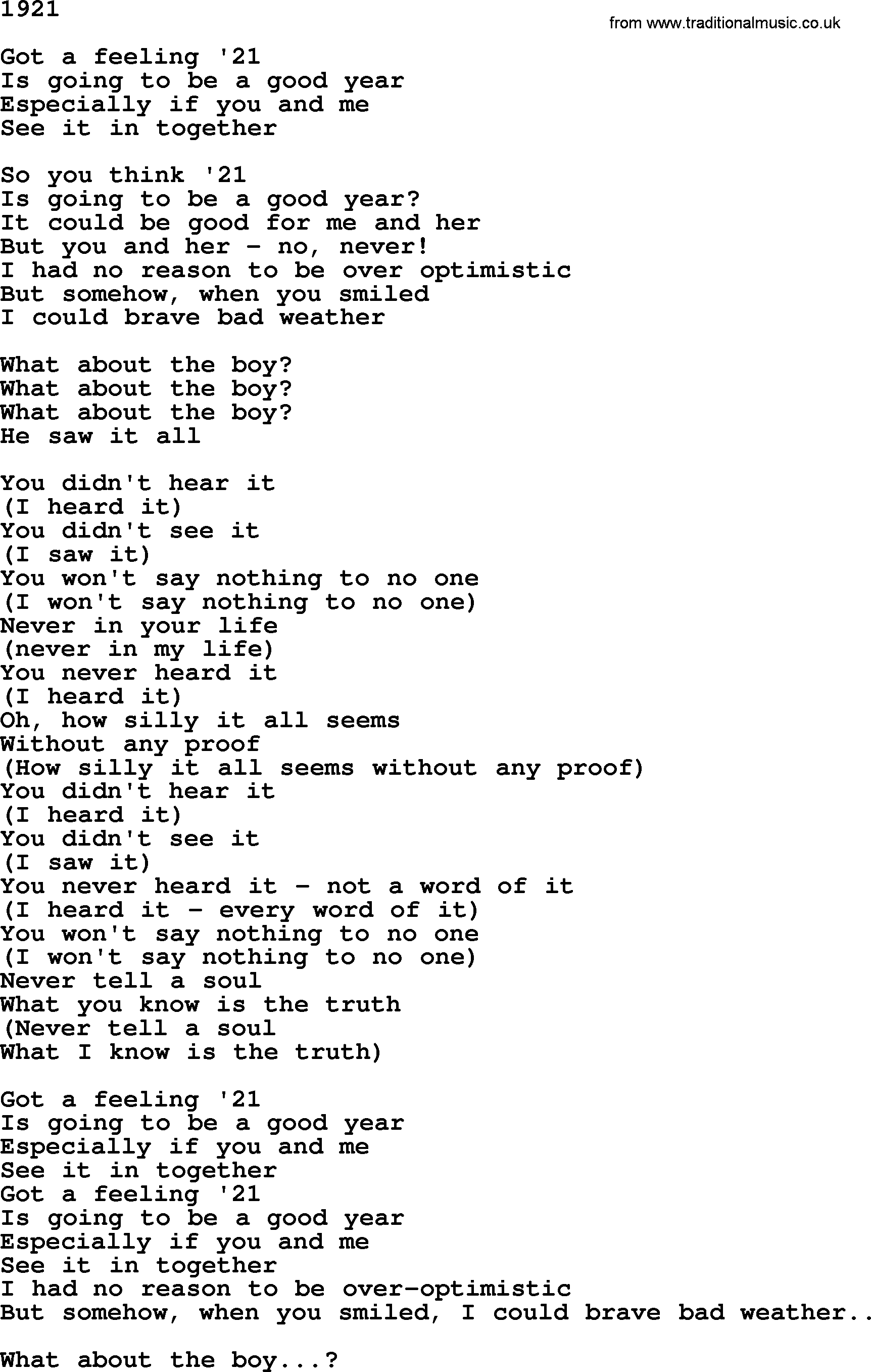 The Byrds song 1921, lyrics