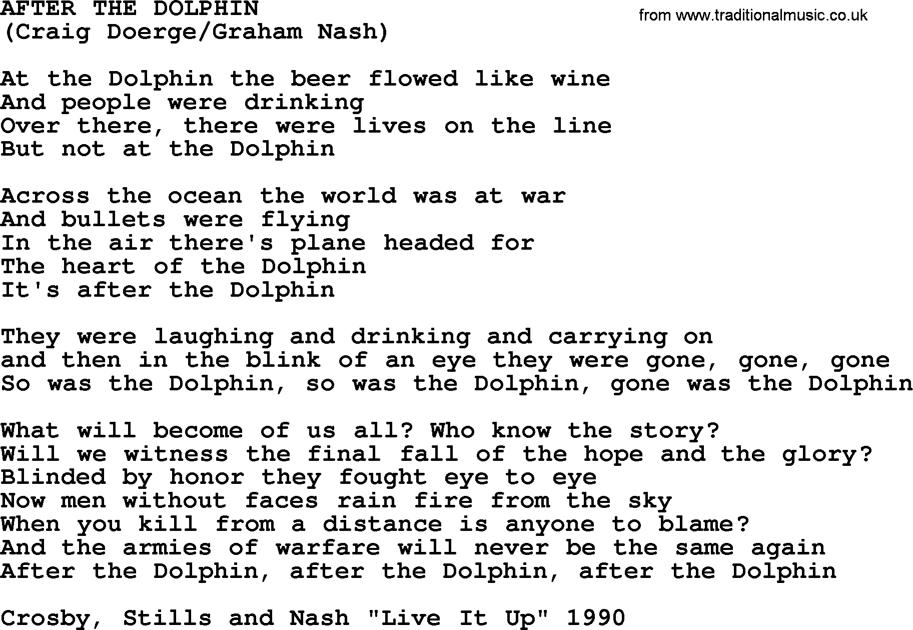 The Byrds song After The Dolphin, lyrics