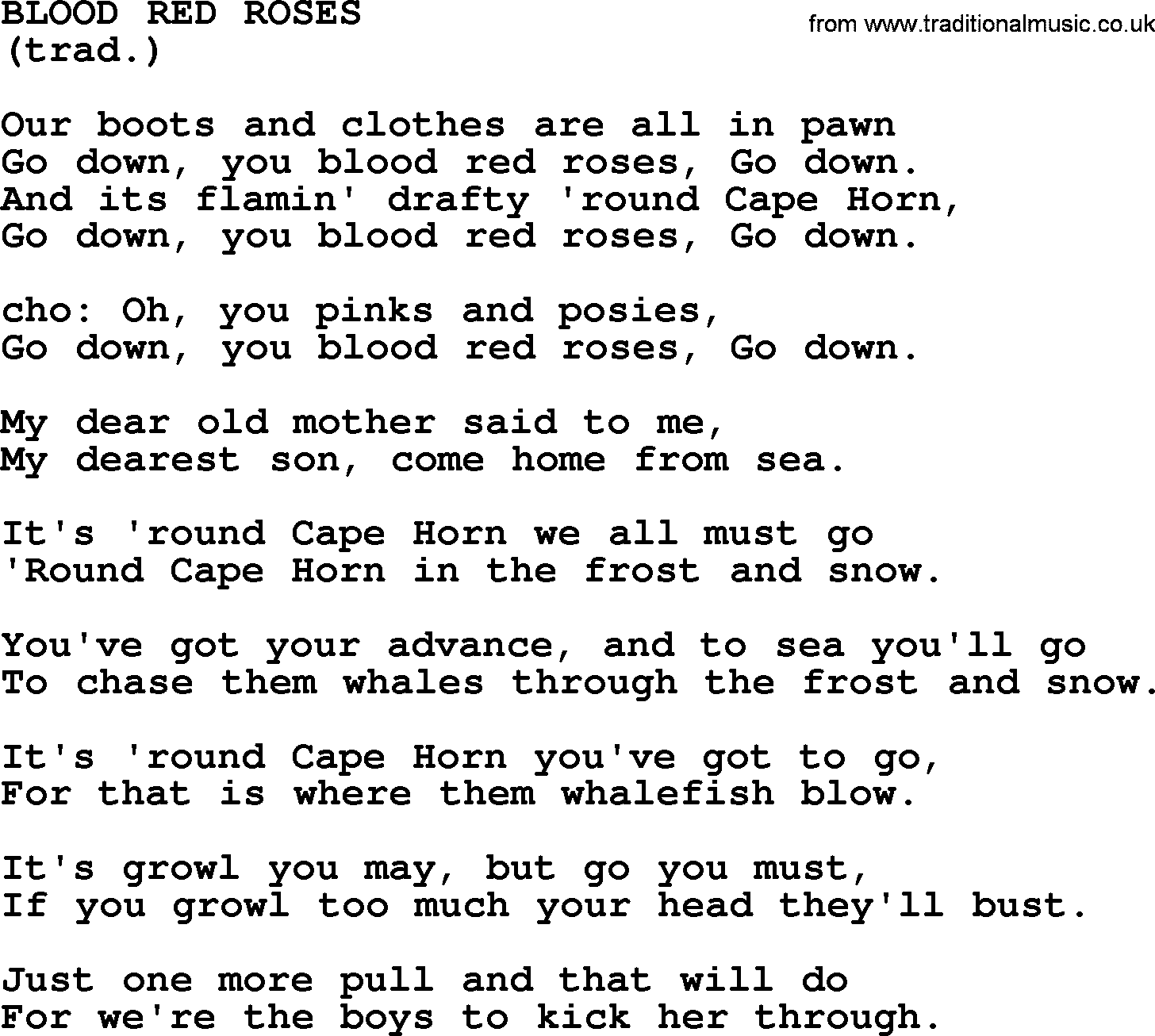 The Byrds song Blood Red Roses, lyrics