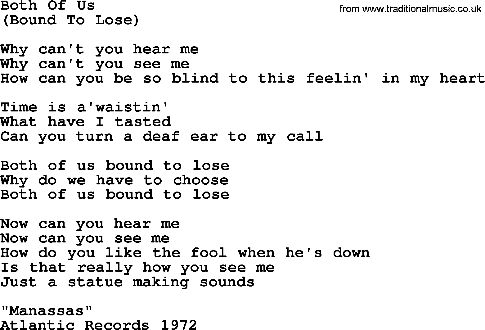 The Byrds song Both Of Us, lyrics