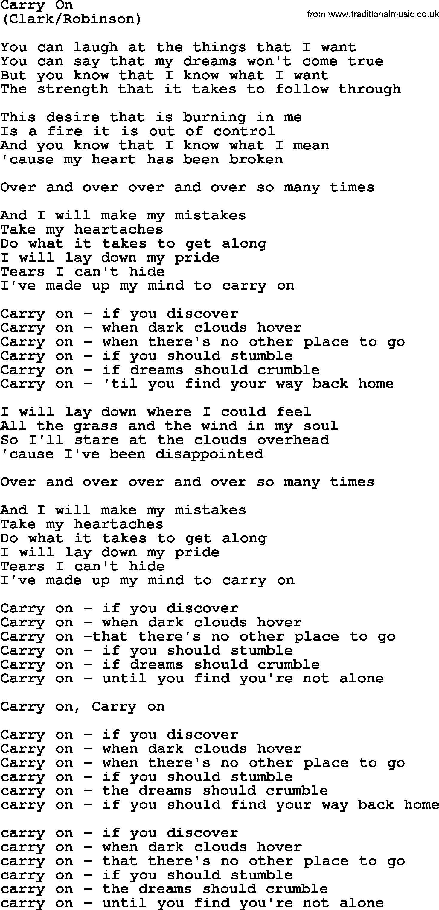 The Byrds song Carry On, lyrics