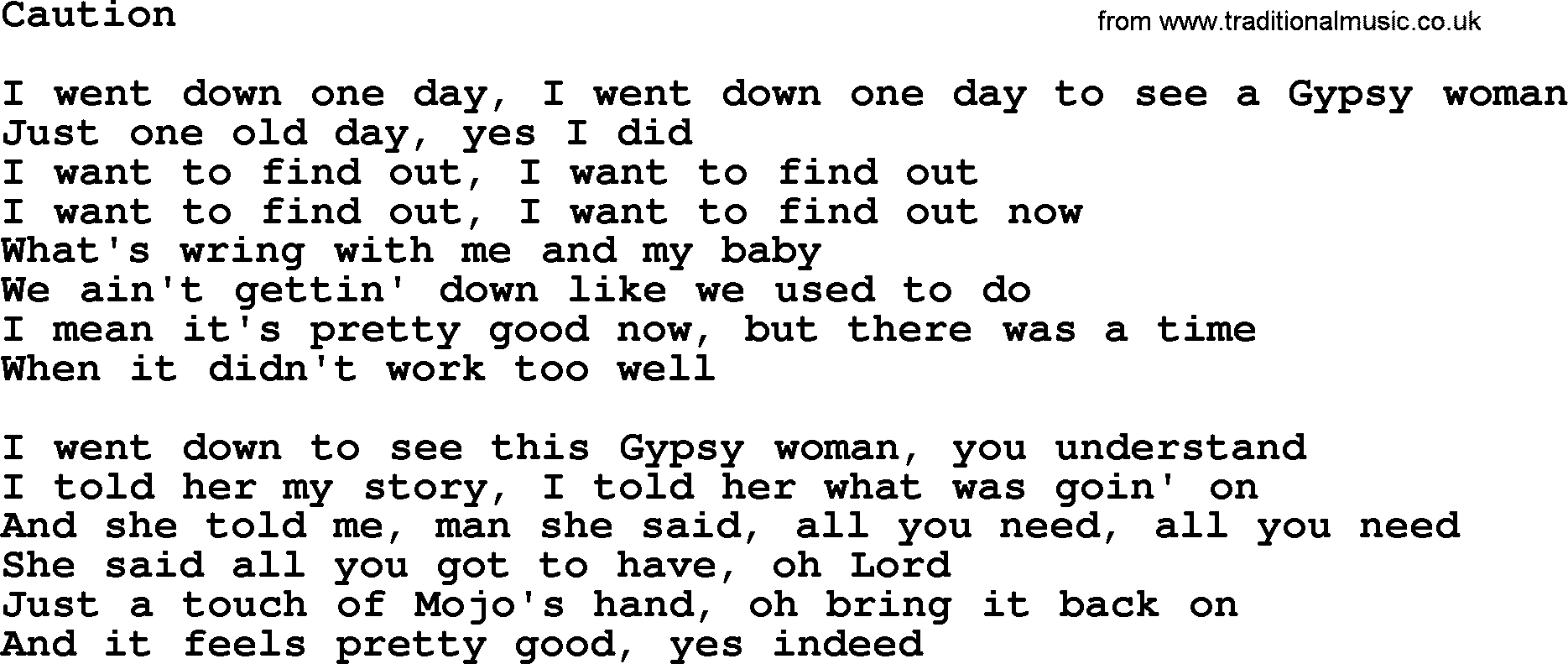 The Byrds song Caution, lyrics