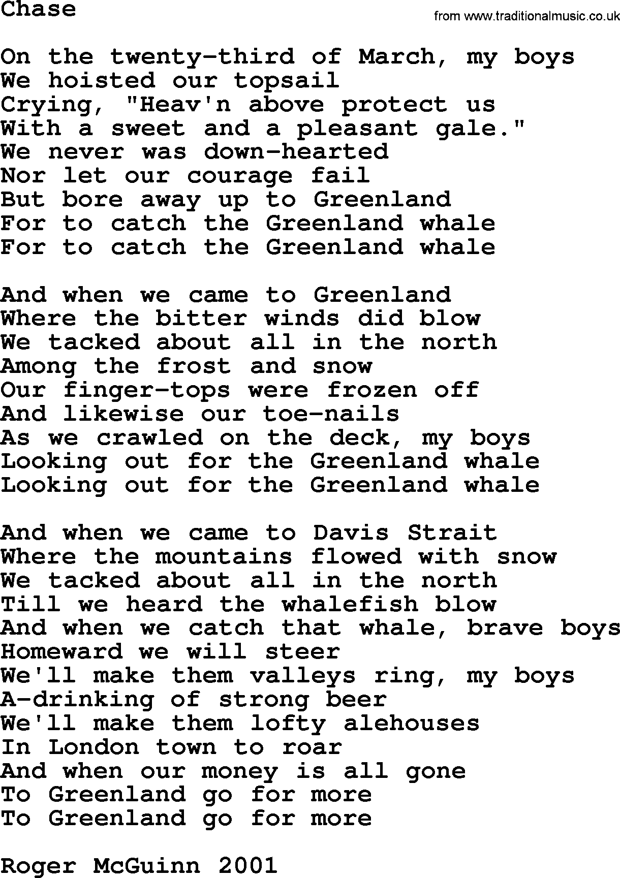 The Byrds song Chase, lyrics