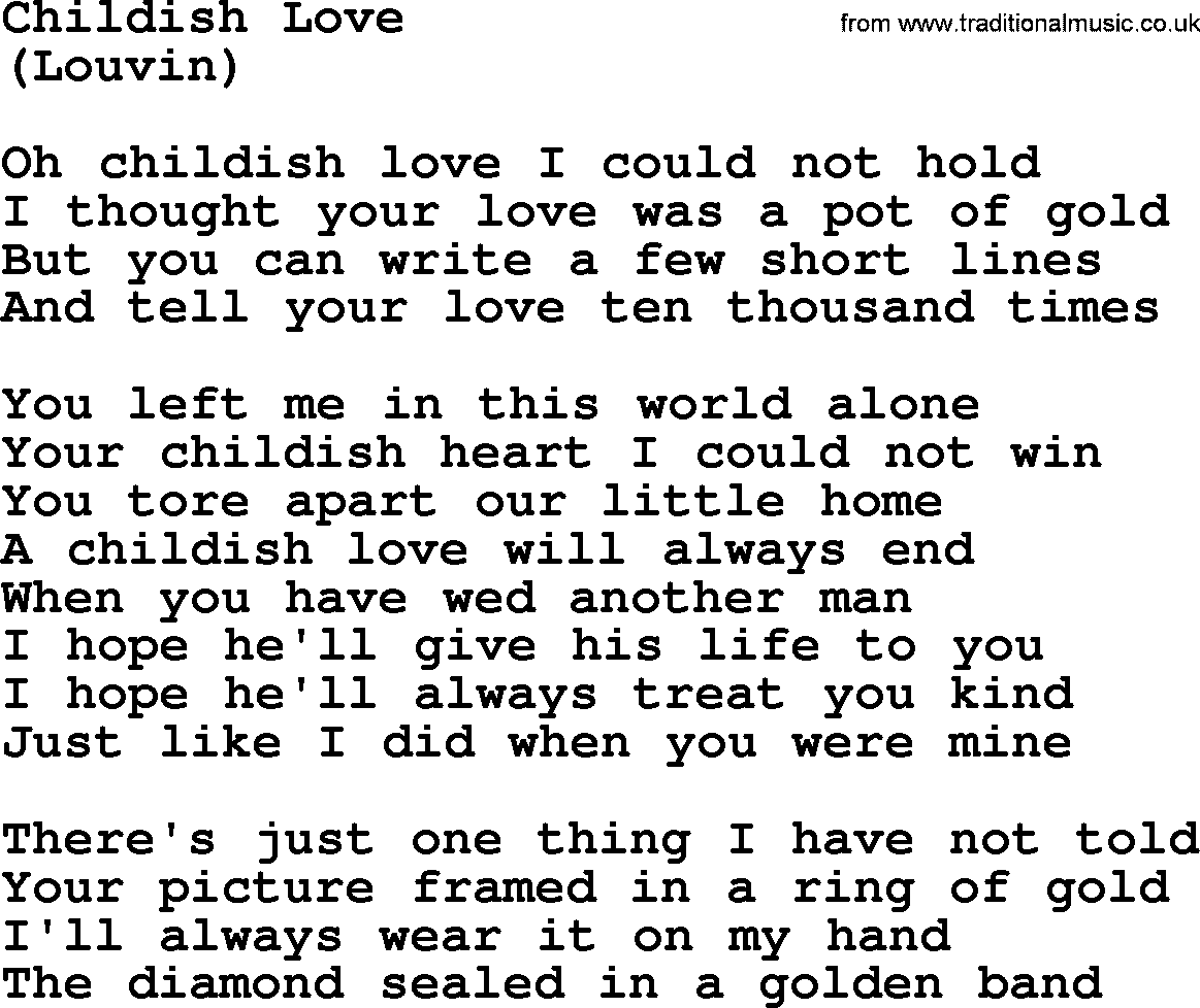 The Byrds song Childish Love, lyrics