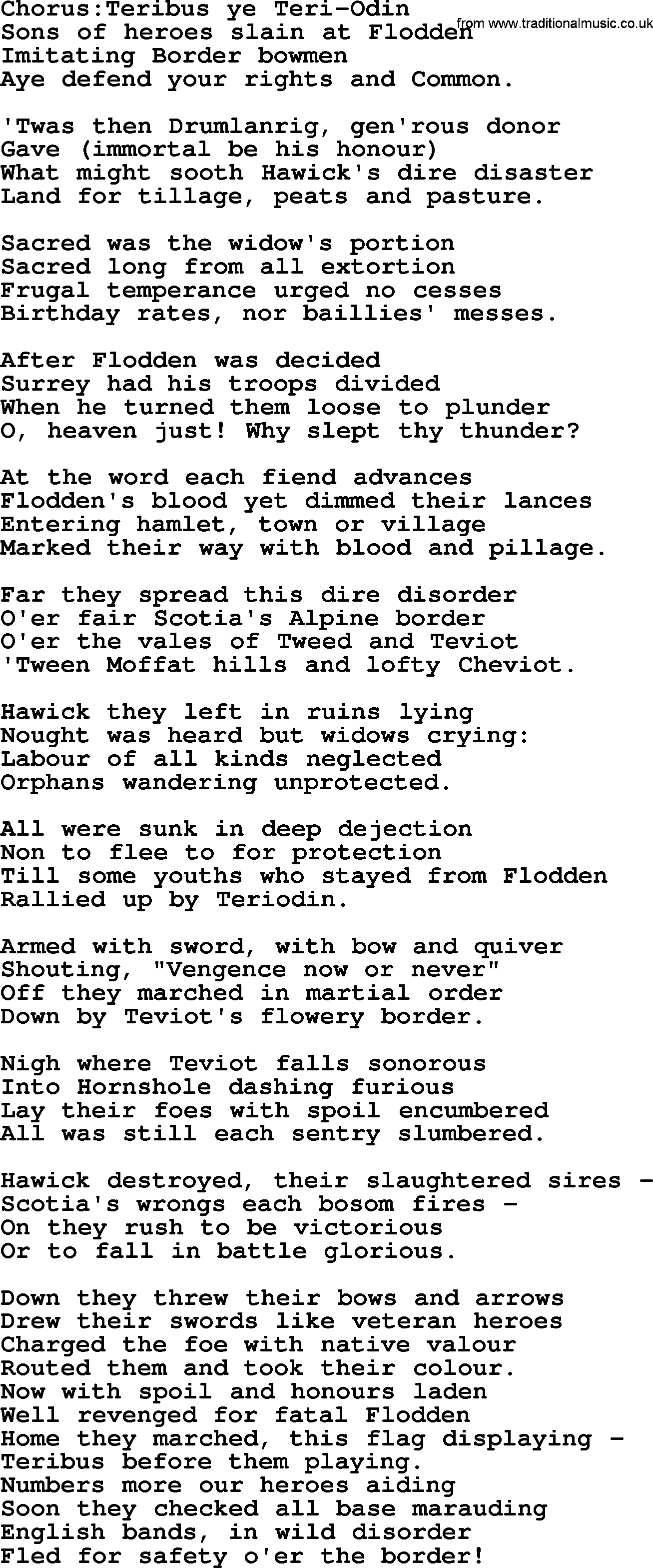 The Byrds song Chorus Teribus Ye Teri Odin, lyrics