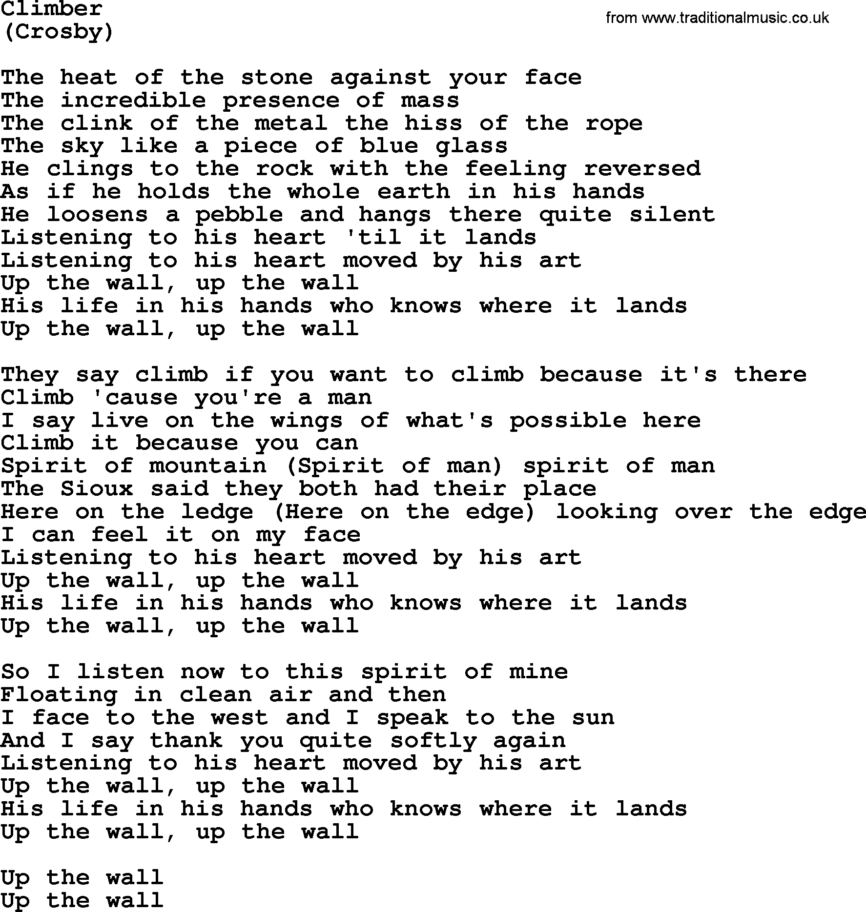 The Byrds song Climber, lyrics