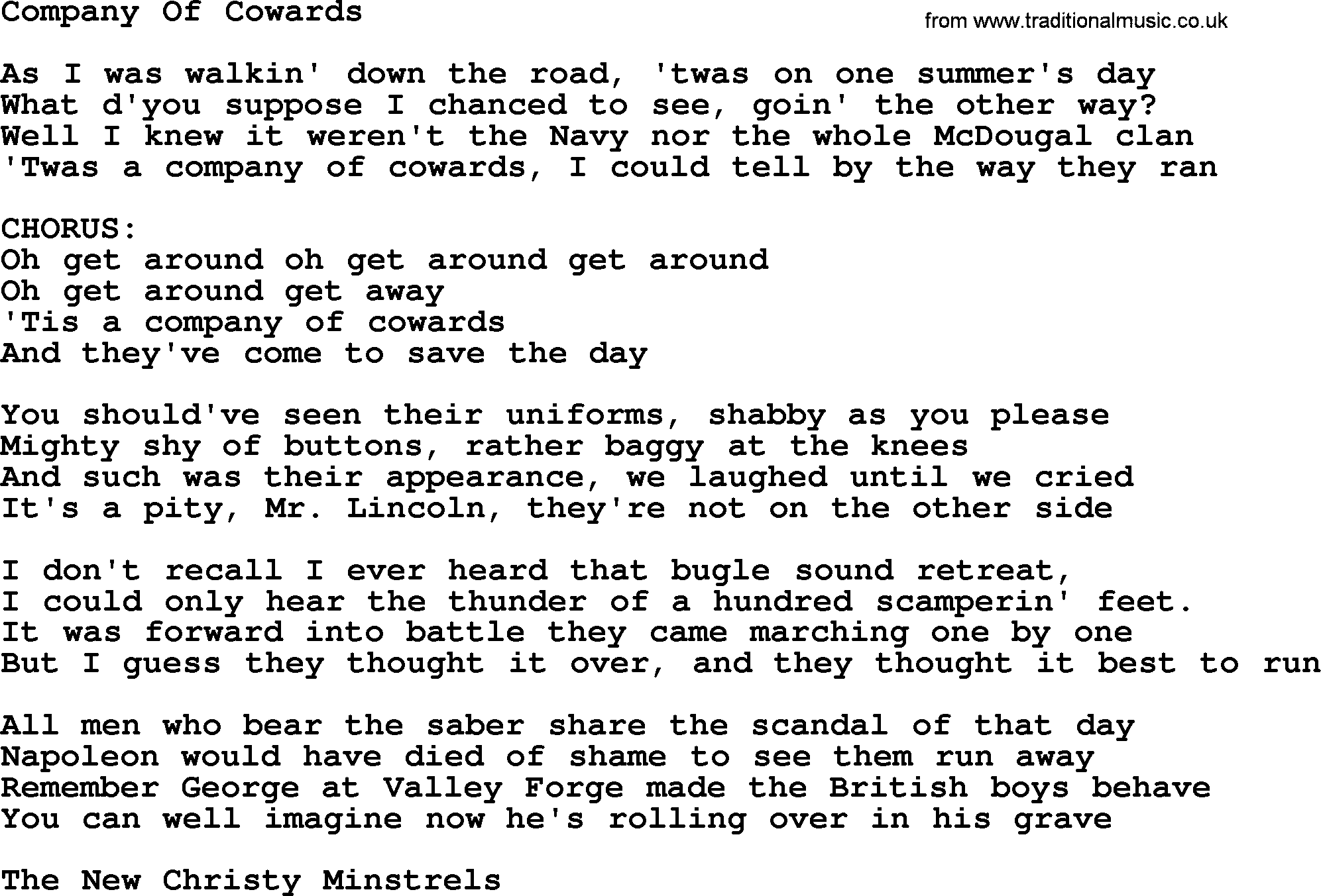 The Byrds song Company Of Cowards, lyrics