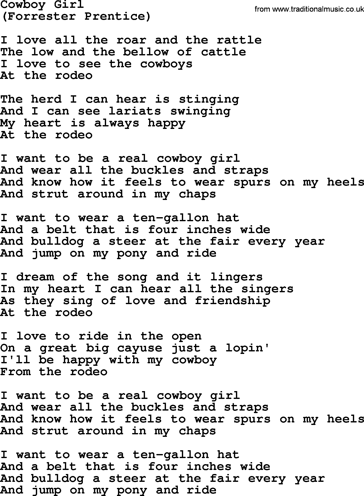 The Byrds song Cowboy Girl, lyrics