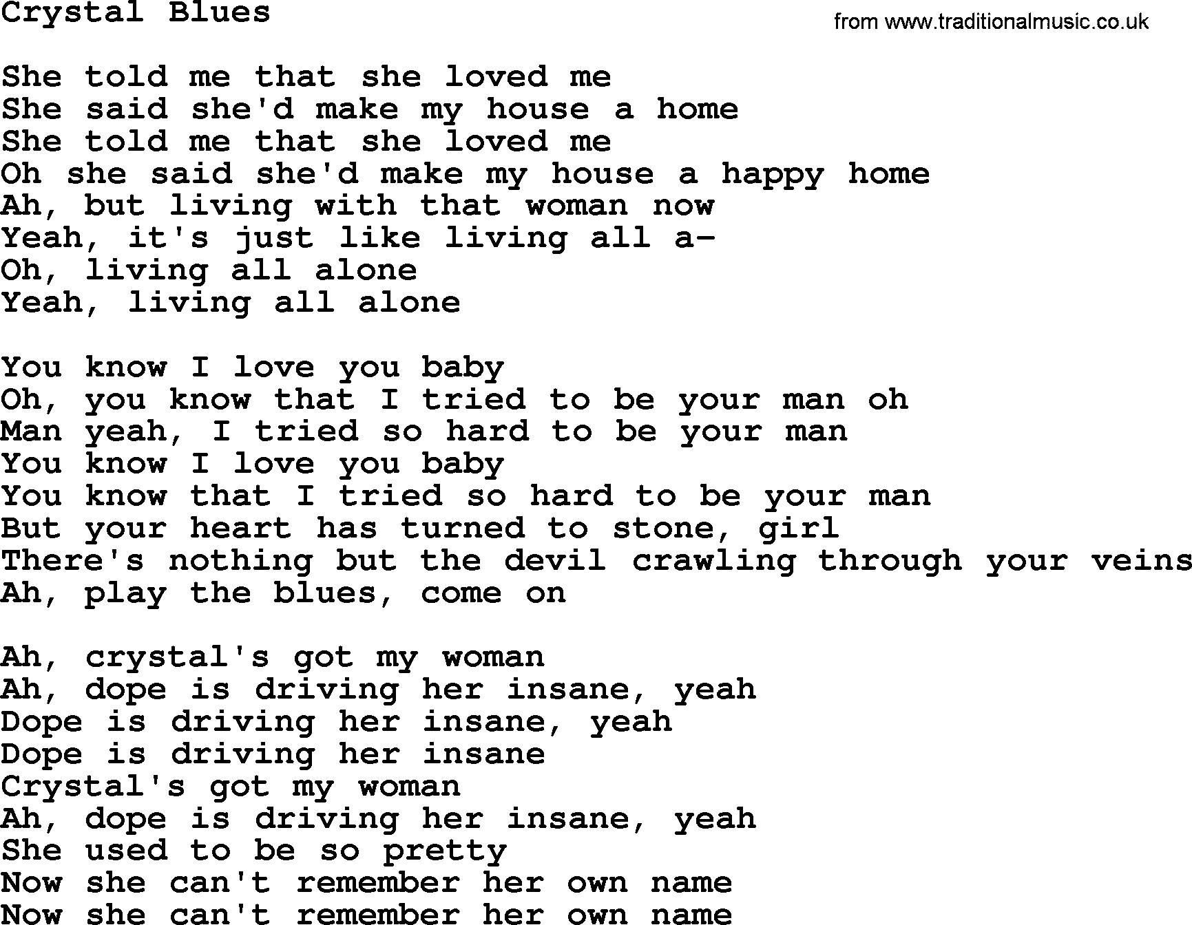 The Byrds song Crystal Blues, lyrics