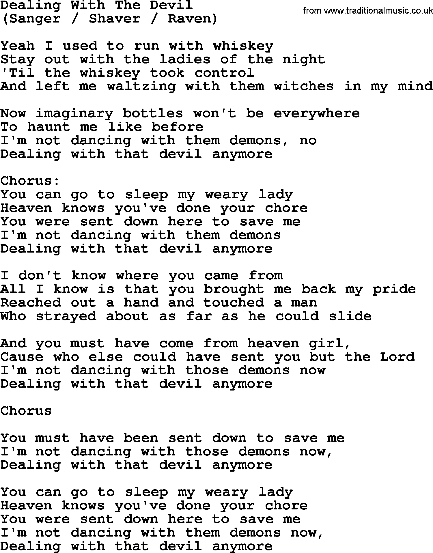 The Byrds song Dealing With The Devil, lyrics