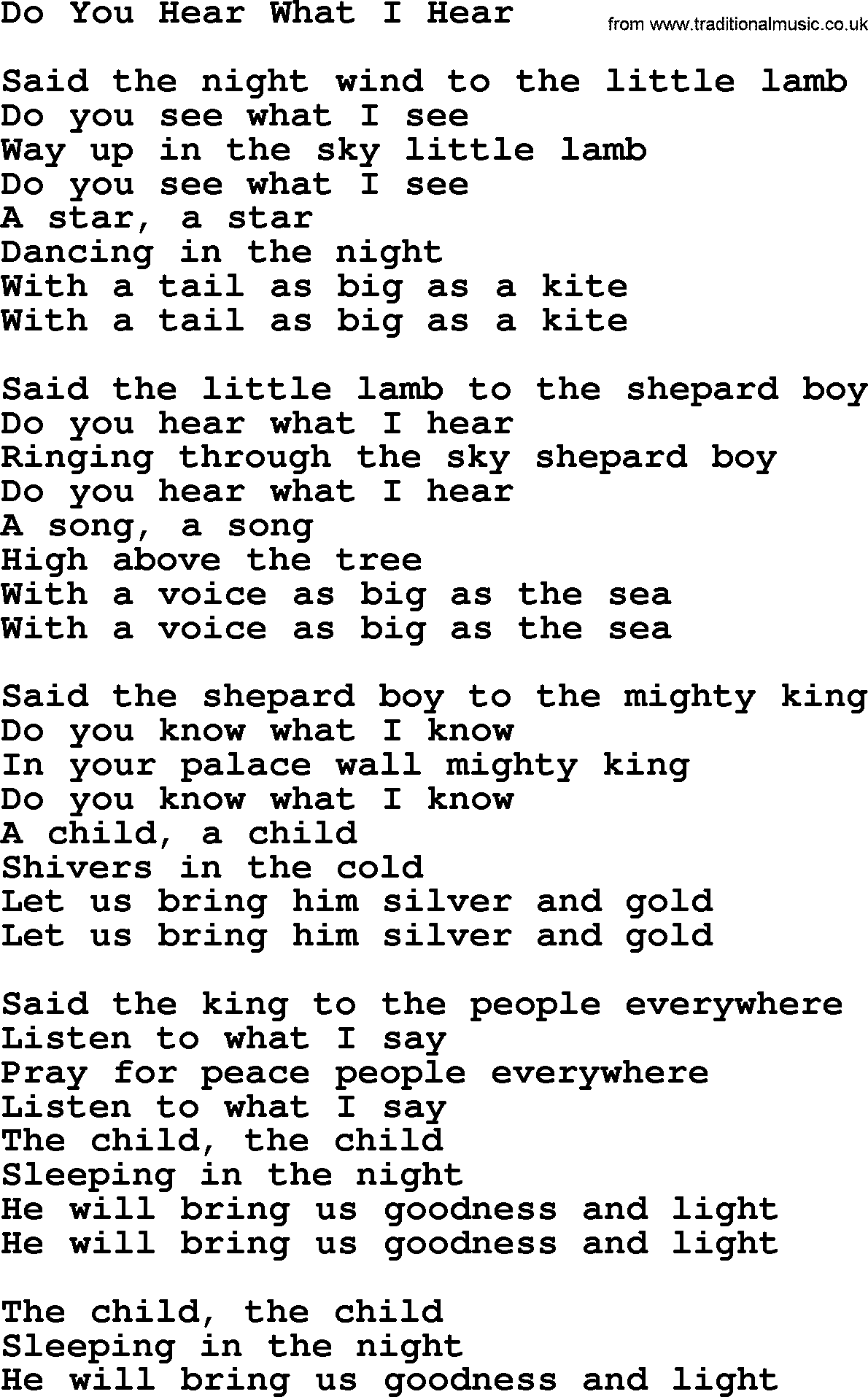 The Byrds song Do You Hear What I Hear, lyrics