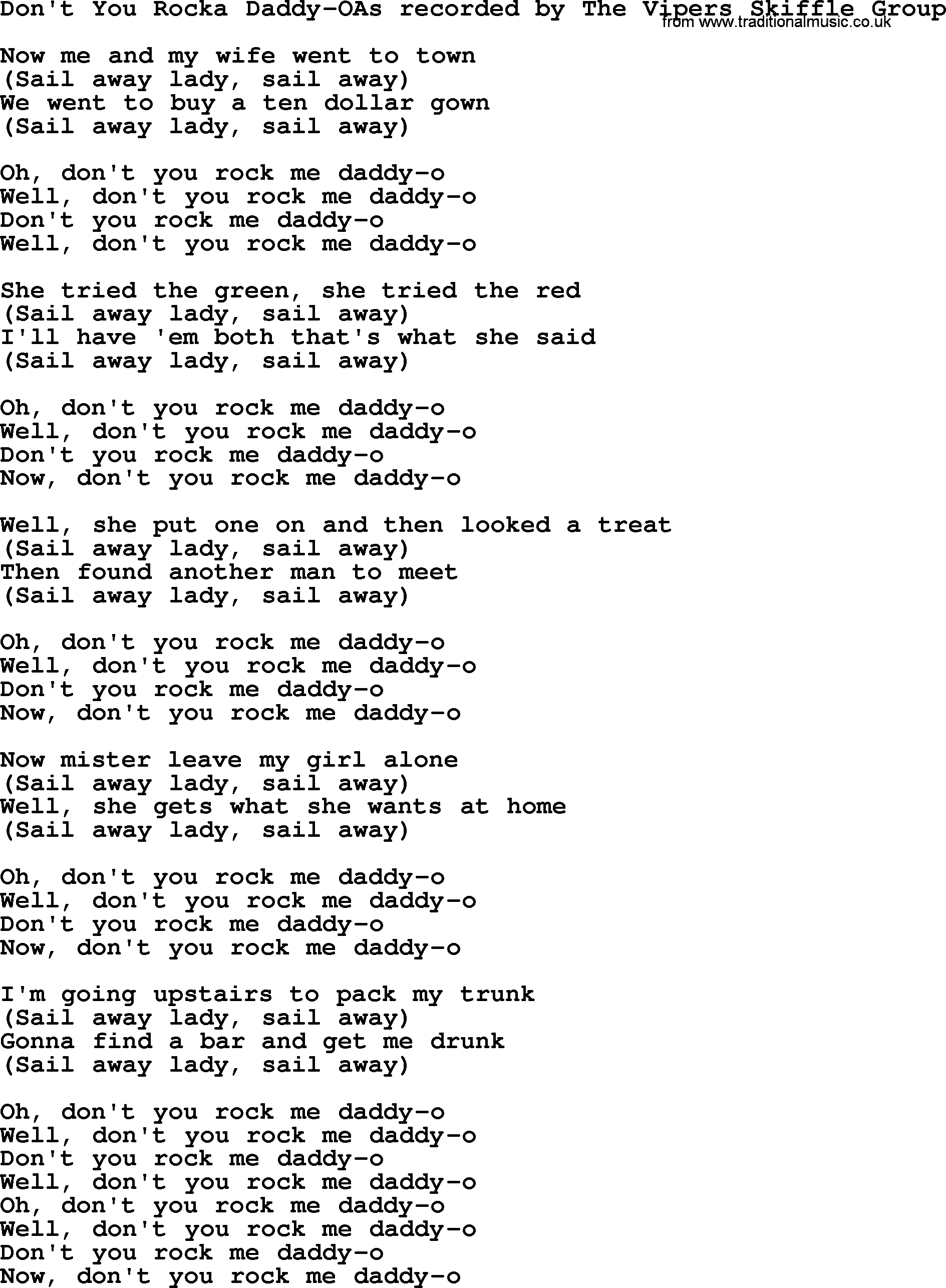 The Byrds song Don't You Rocka Daddy O, lyrics