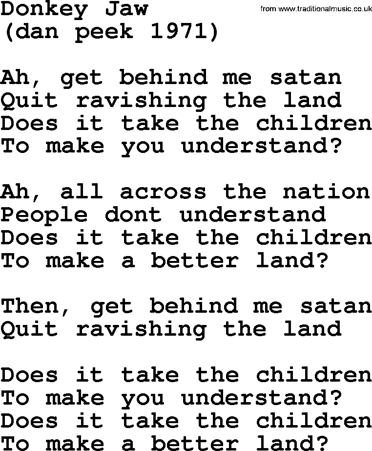 The Byrds song Donkey Jaw, lyrics