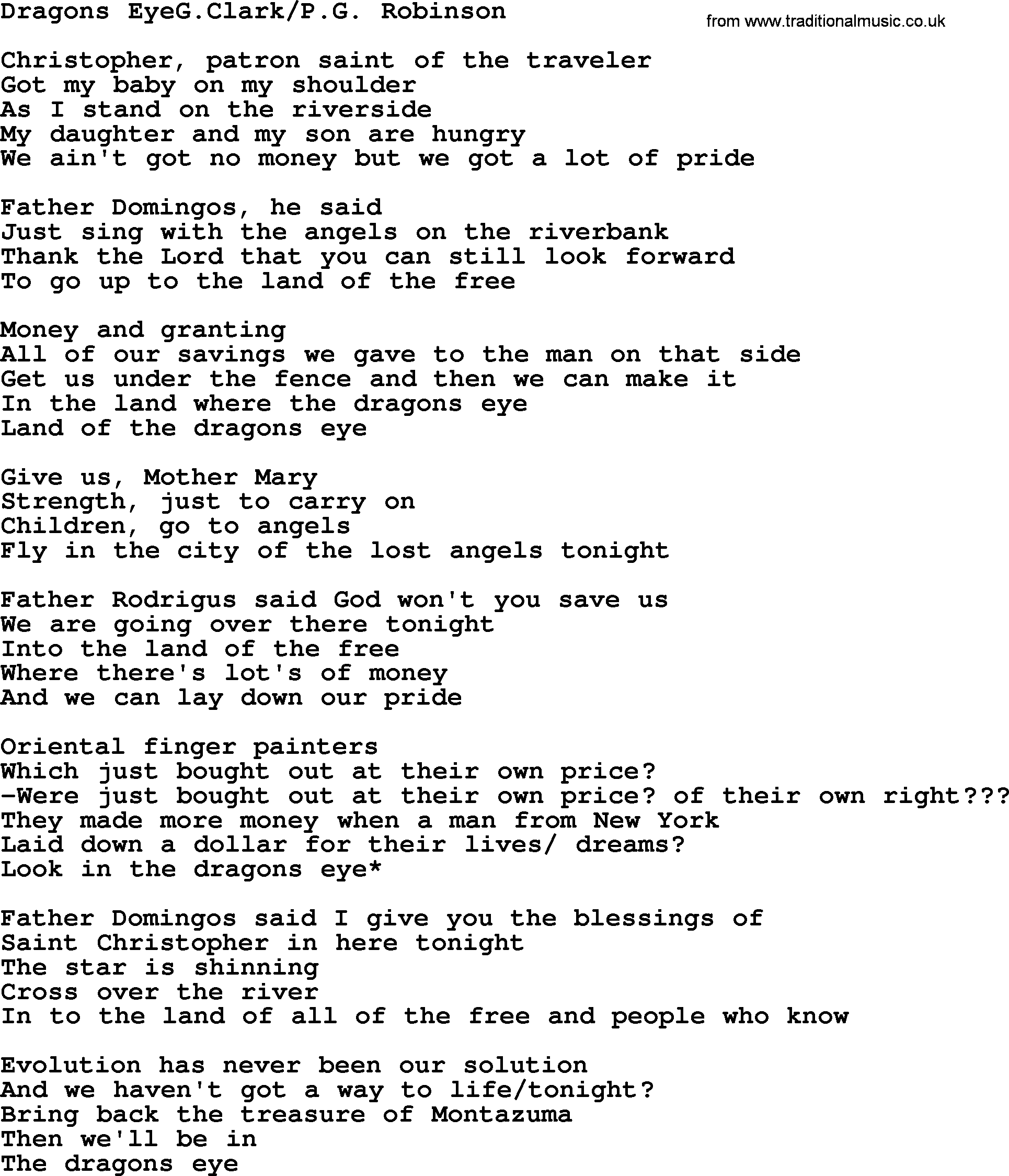 The Byrds song Dragons Eye, lyrics