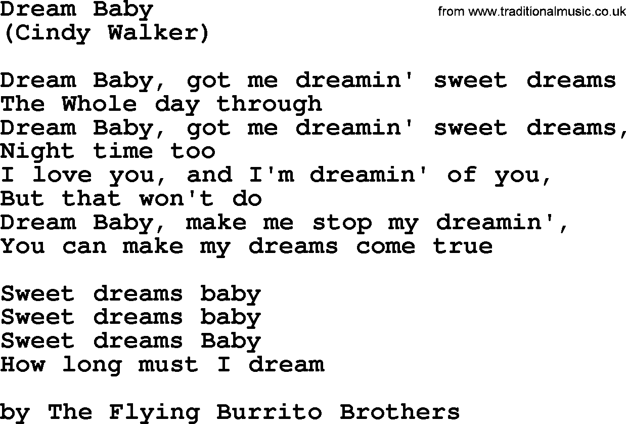 The Byrds song Dream Baby, lyrics