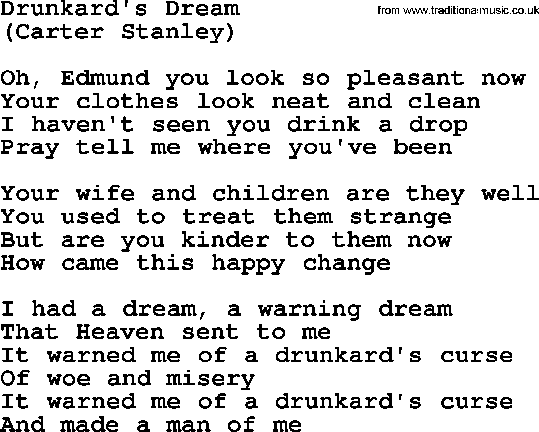 The Byrds song Drunkard's Dream, lyrics