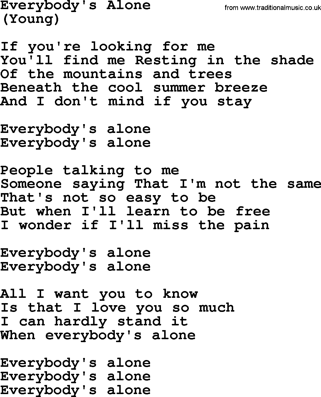 The Byrds song Everybody's Alone, lyrics