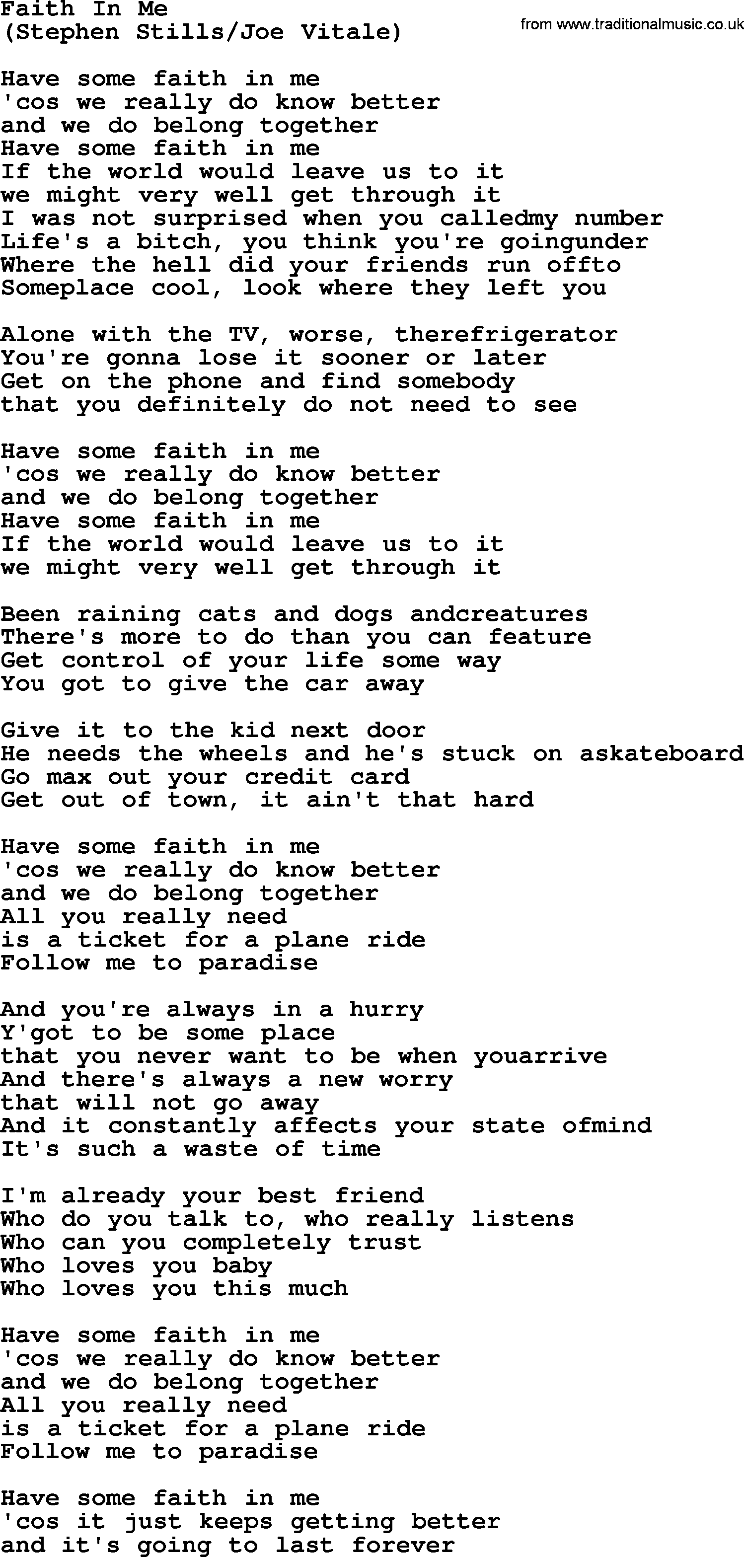 The Byrds song Faith In Me, lyrics