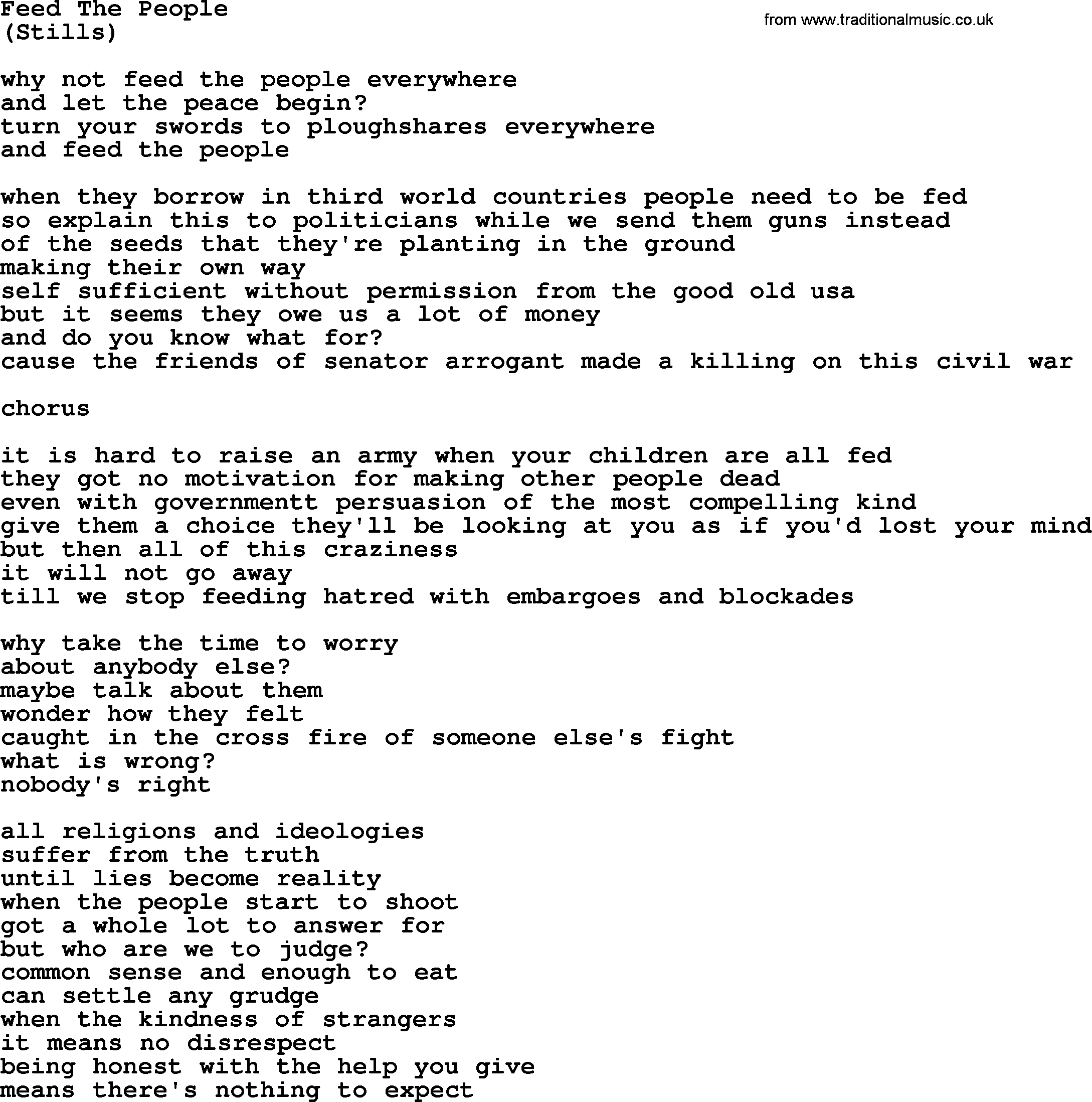 The Byrds song Feed The People, lyrics