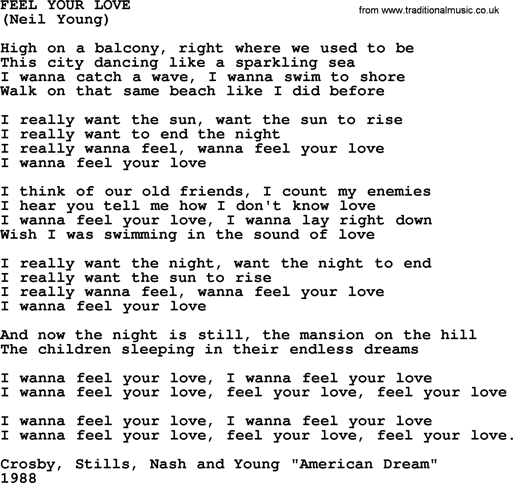 The Byrds song Feel Your Love, lyrics