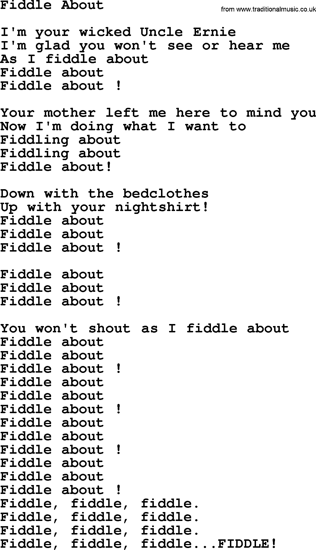 The Byrds song Fiddle About, lyrics