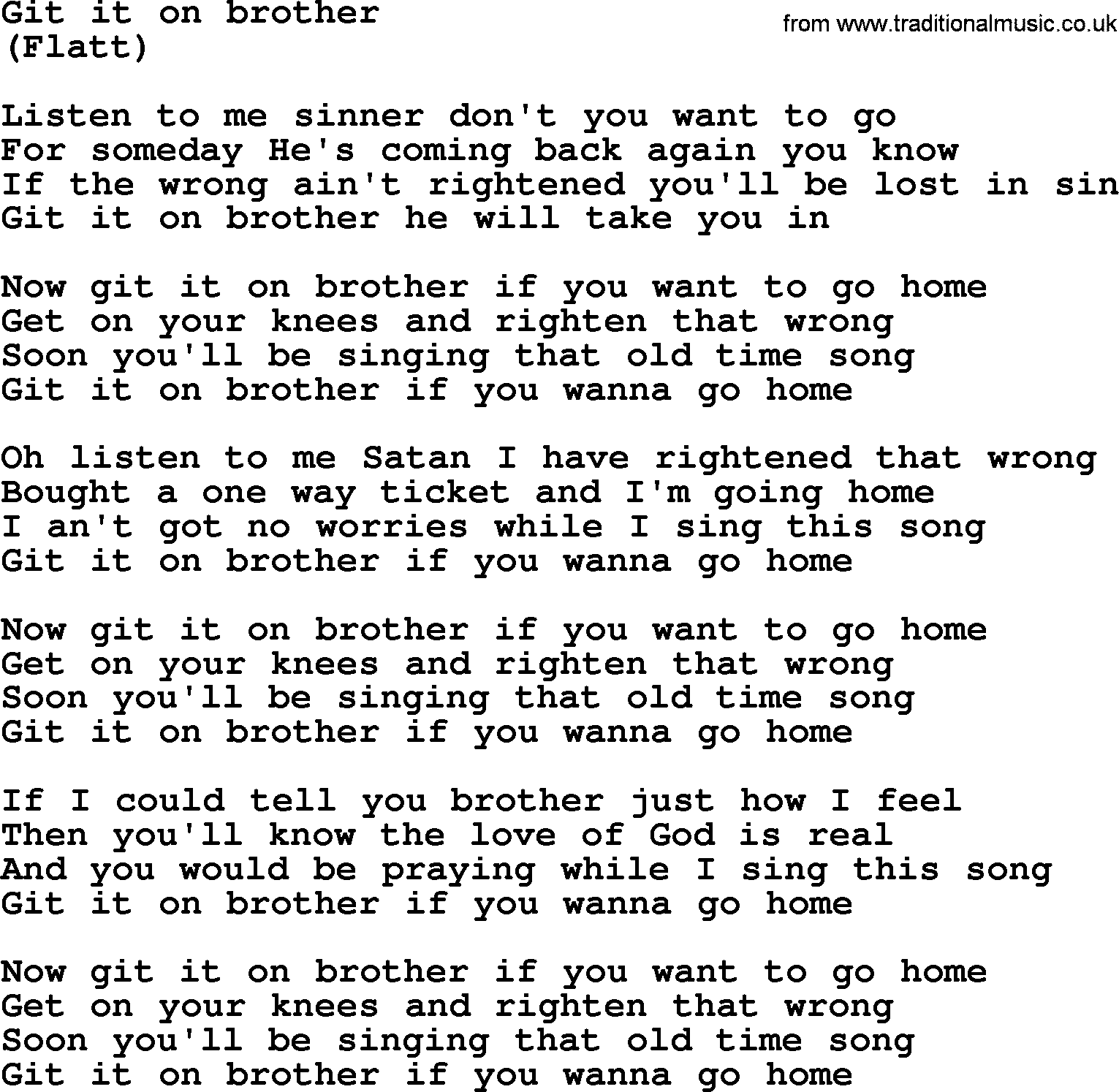 The Byrds song Git It On Brother, lyrics