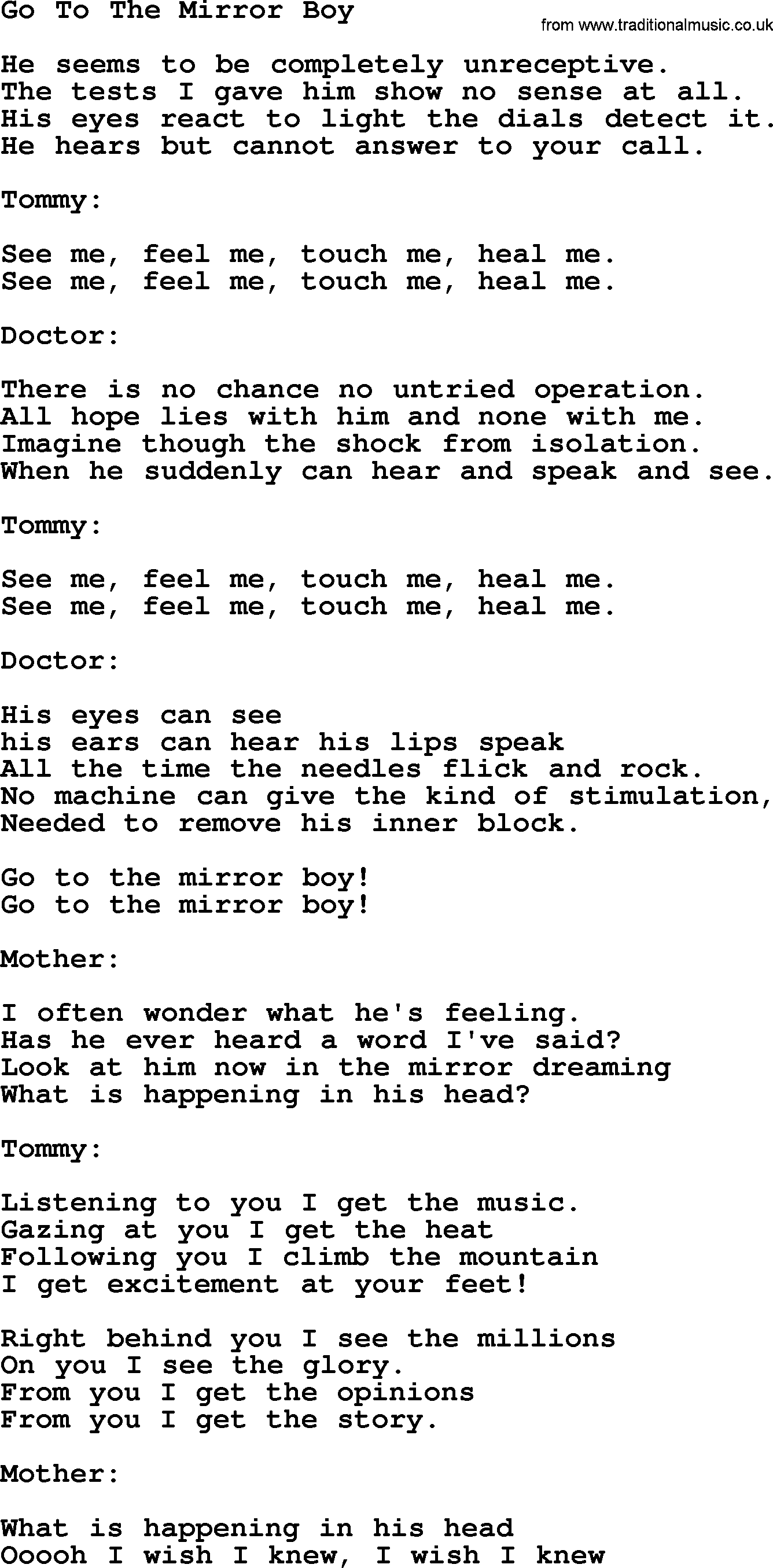 The Byrds song Go To The Mirror Boy, lyrics