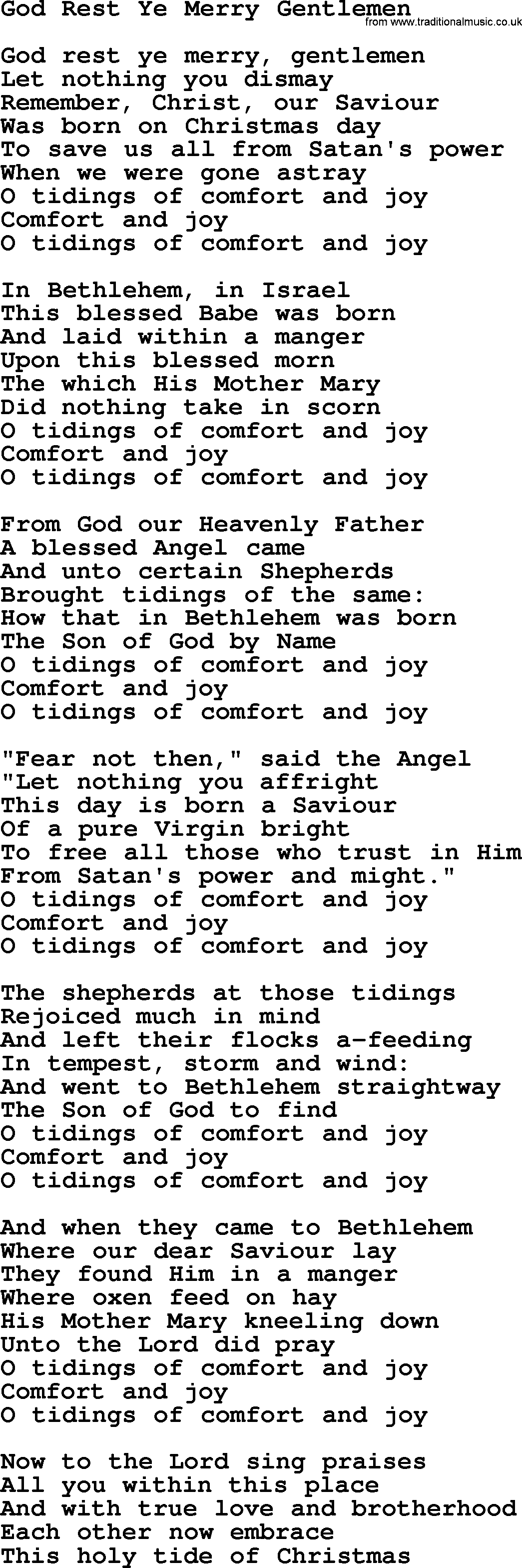 The Byrds song God Rest Ye Merry Gentlemen, lyrics