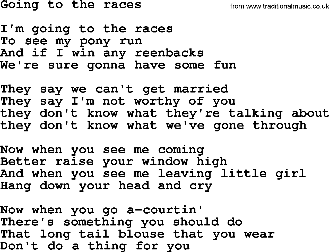The Byrds song Going To The Races, lyrics