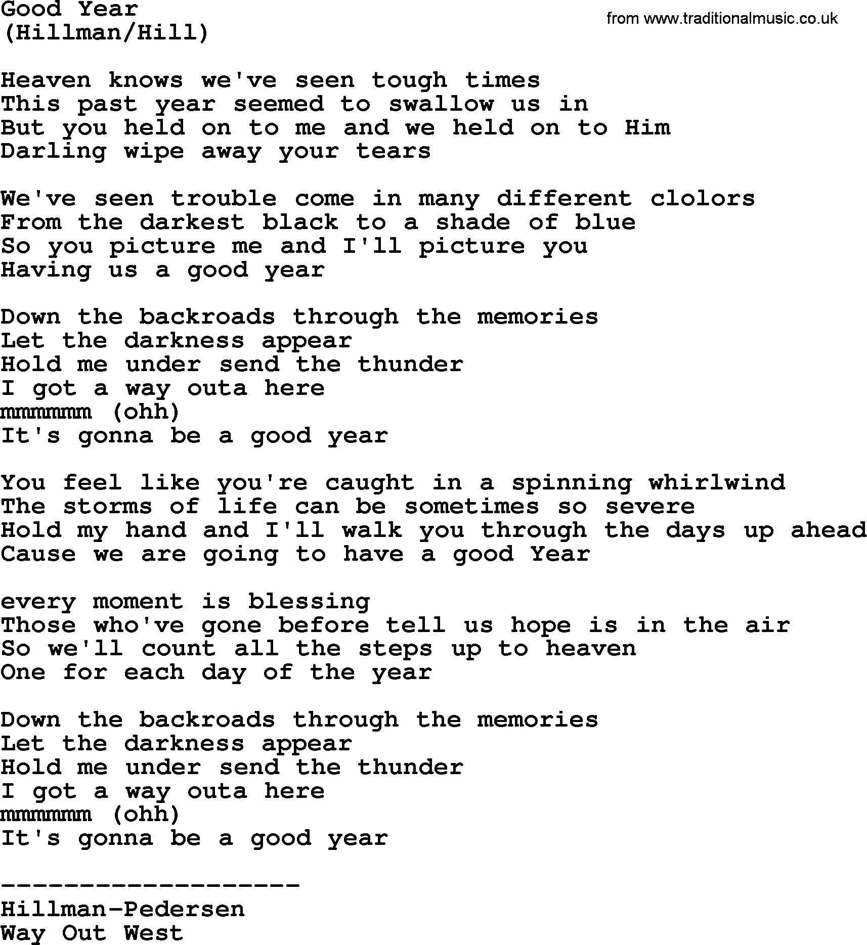 The Byrds song Good Year, lyrics