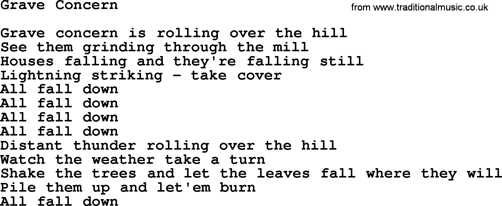 The Byrds song Grave Concern, lyrics