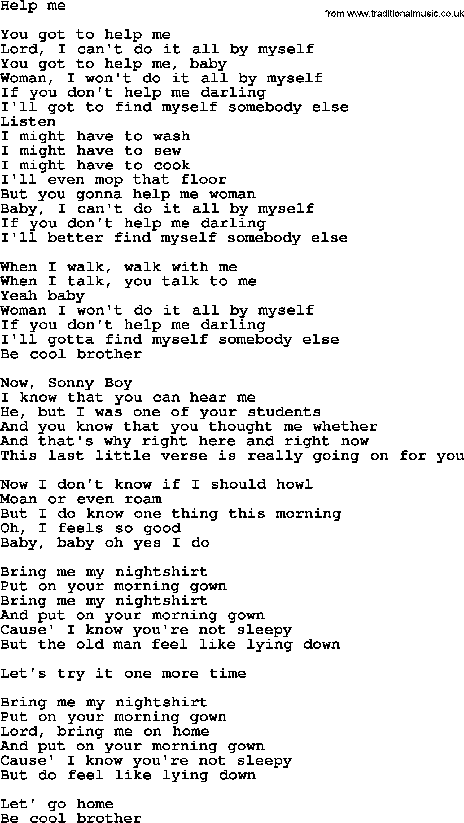 The Byrds song Help Me, lyrics