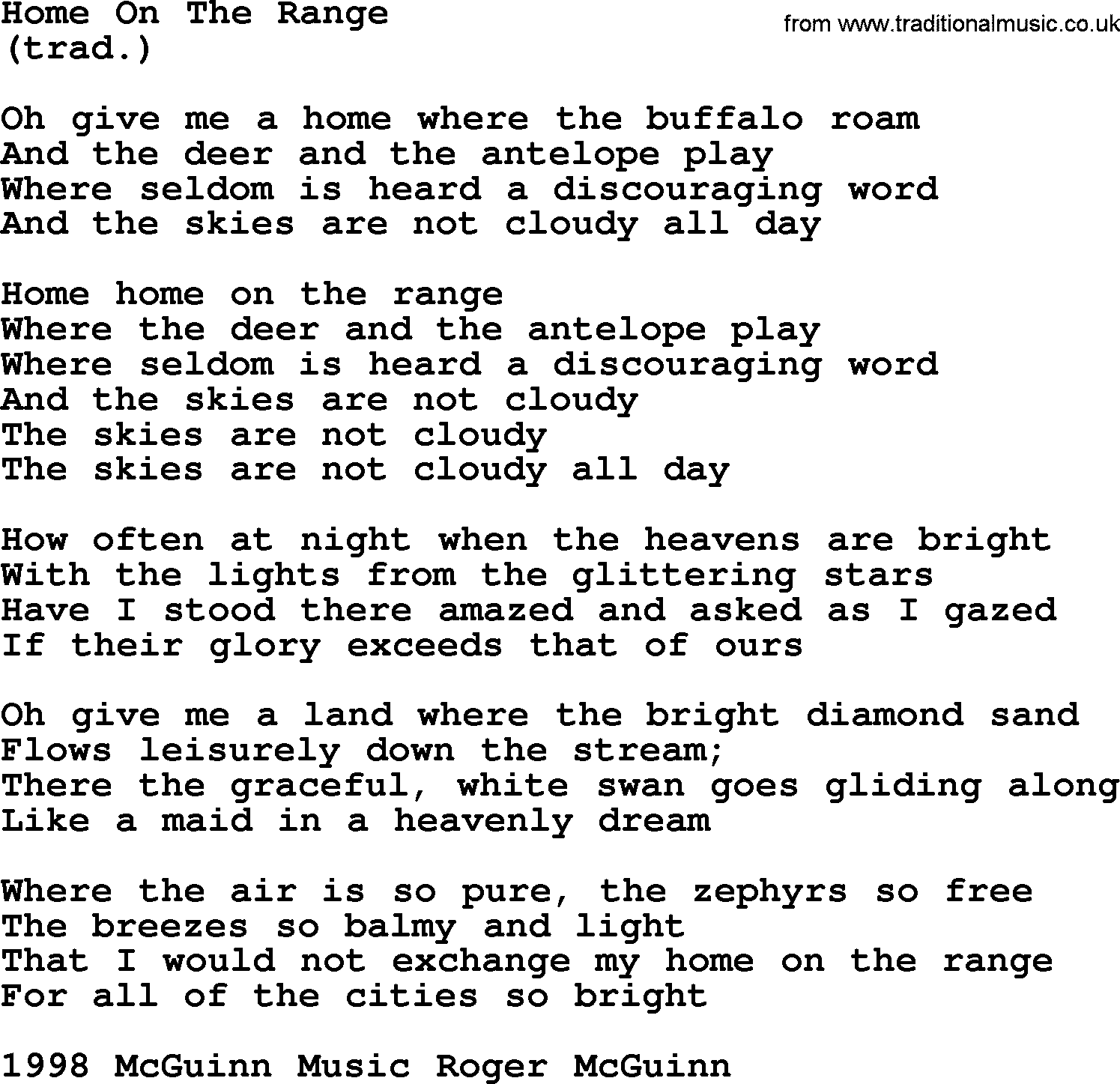 The Byrds song Home On The Range, lyrics